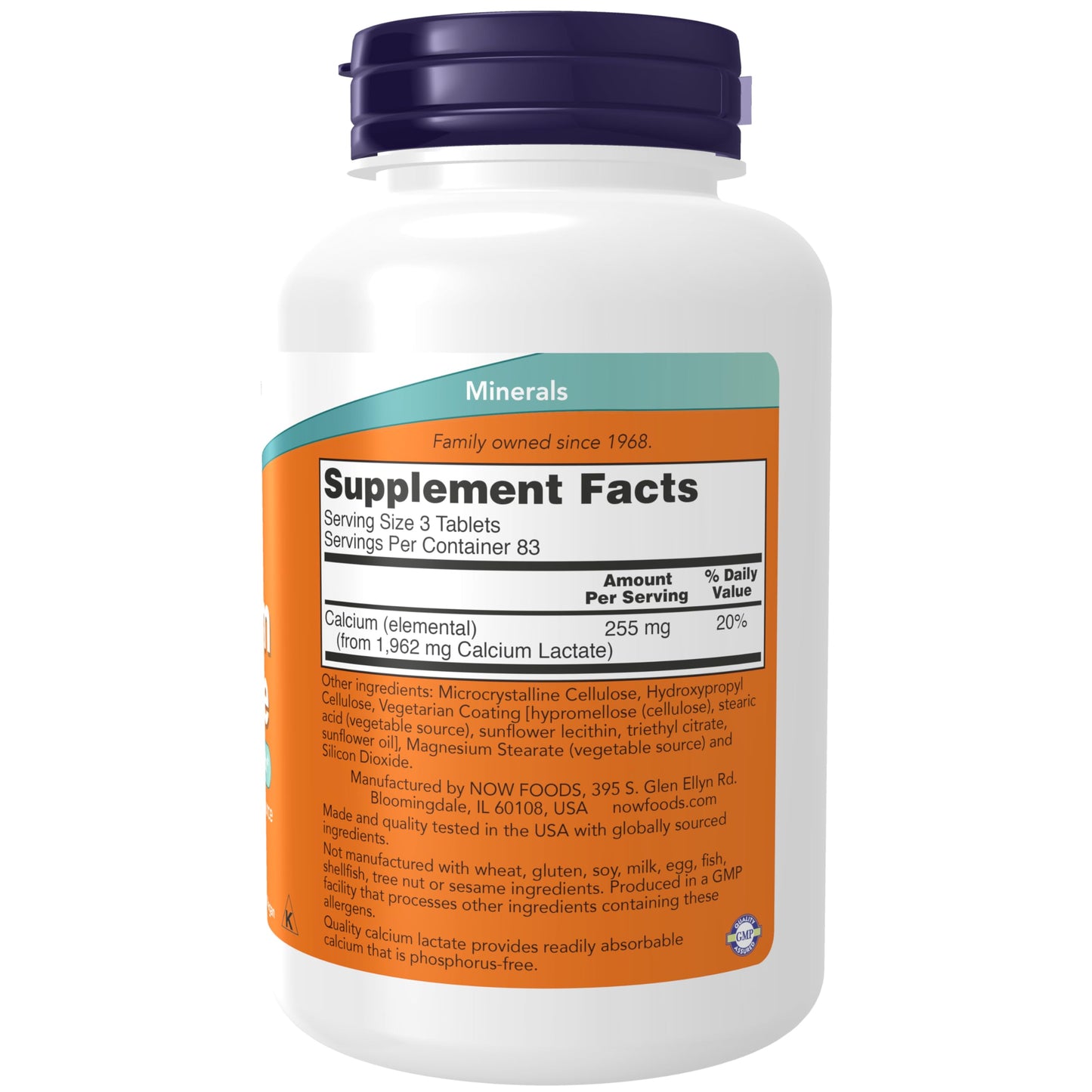 NOW Foods Calcium Lactate Tablets, 250 Tablets