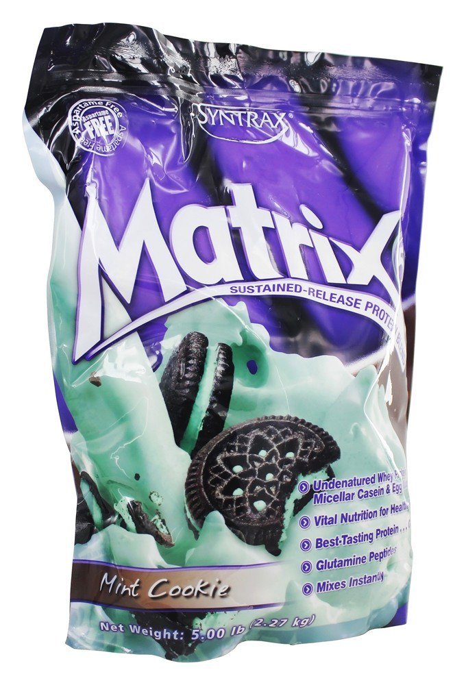 Syntrax Matrix Sustained Release Protein Powder - Mint Cookie, 5 lb Bag, 80 Servings