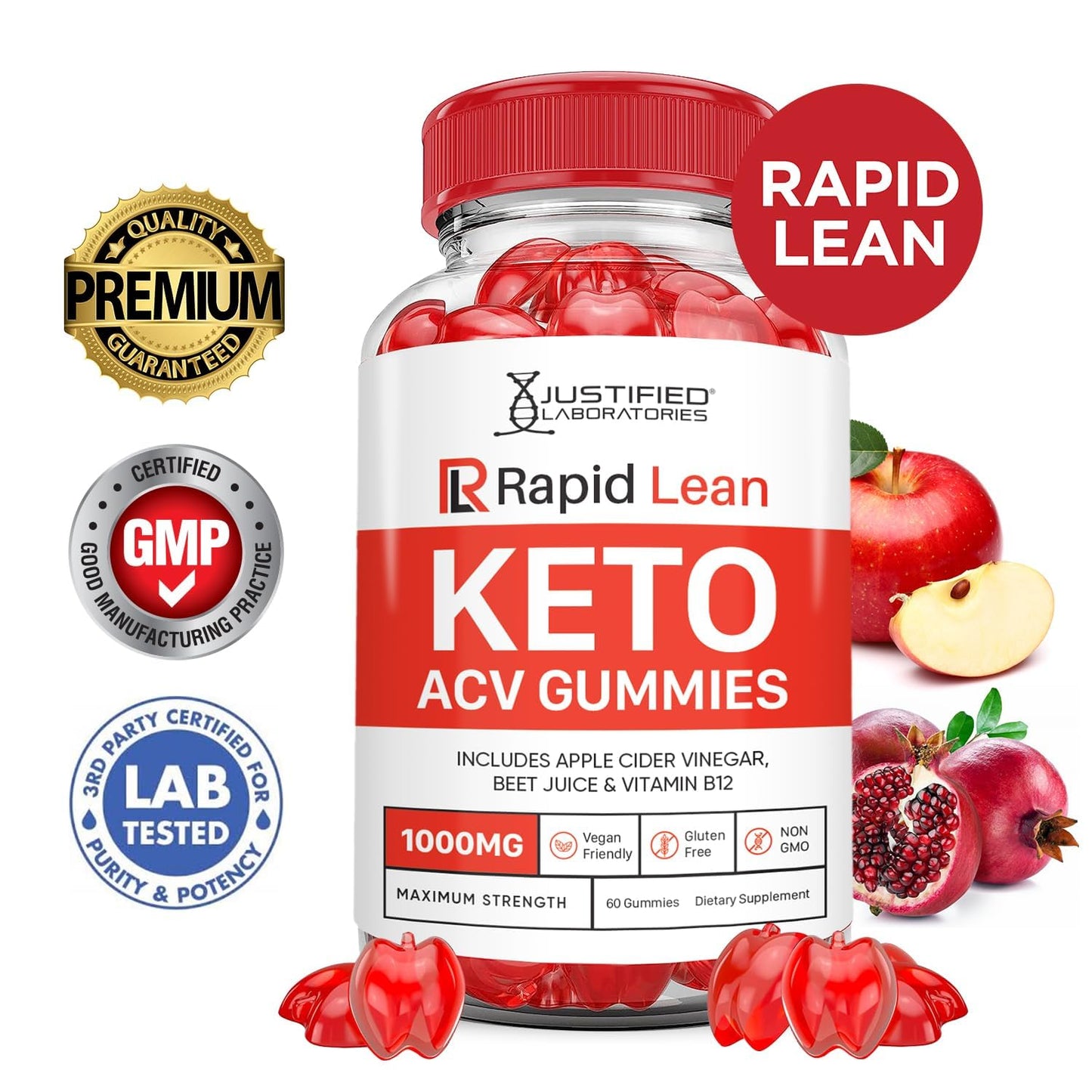 Justified Laboratories Rapid Lean Keto ACV Gummies (1000 mg) Gummy, 60 Count