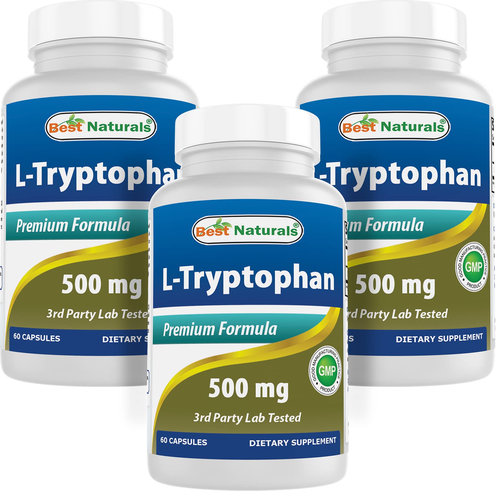 Best Naturals L-Tryptophan 500 mg, 180 Capsules