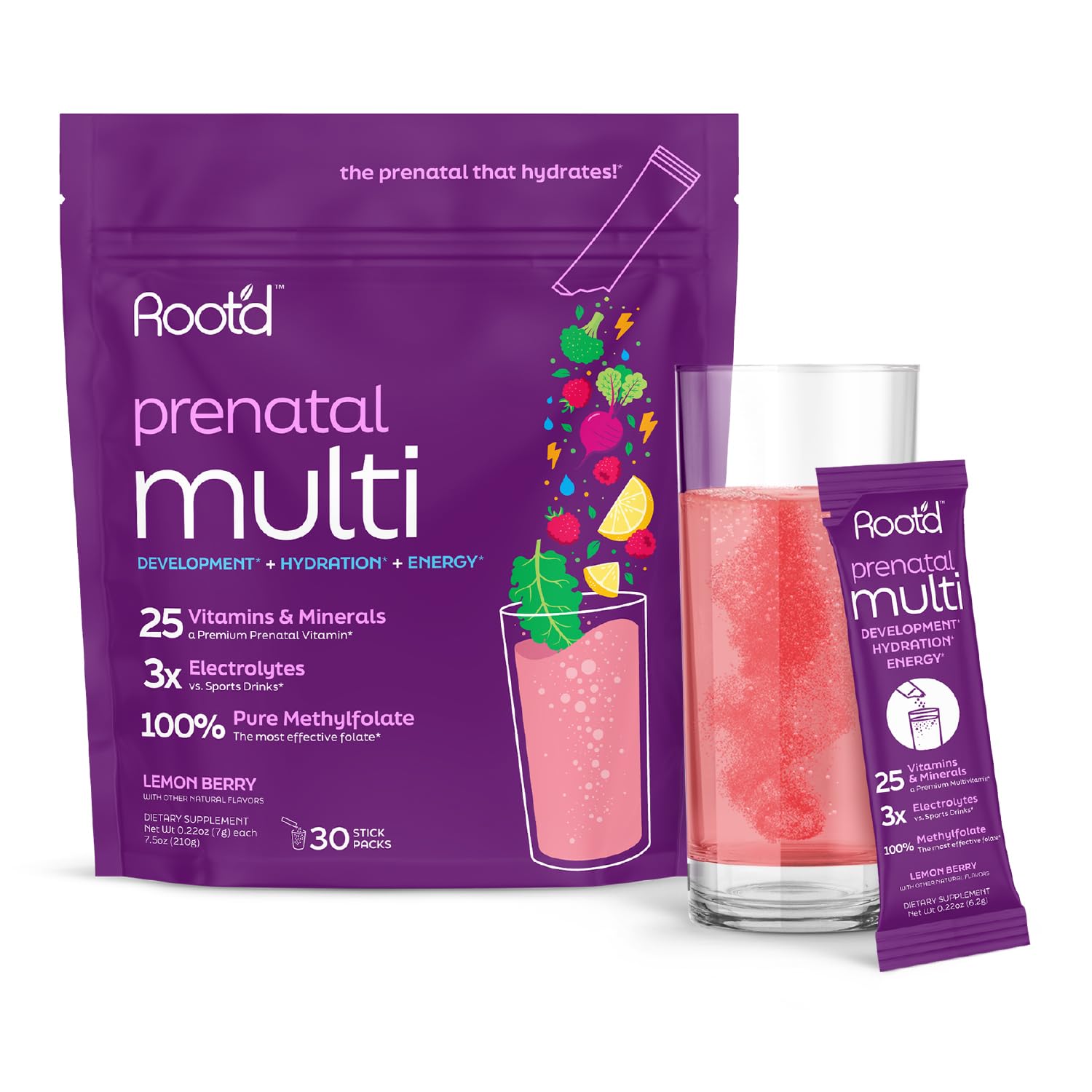 Root'd Multivitamin Powder for Women 25 Vitamins & Minerals 30 Count