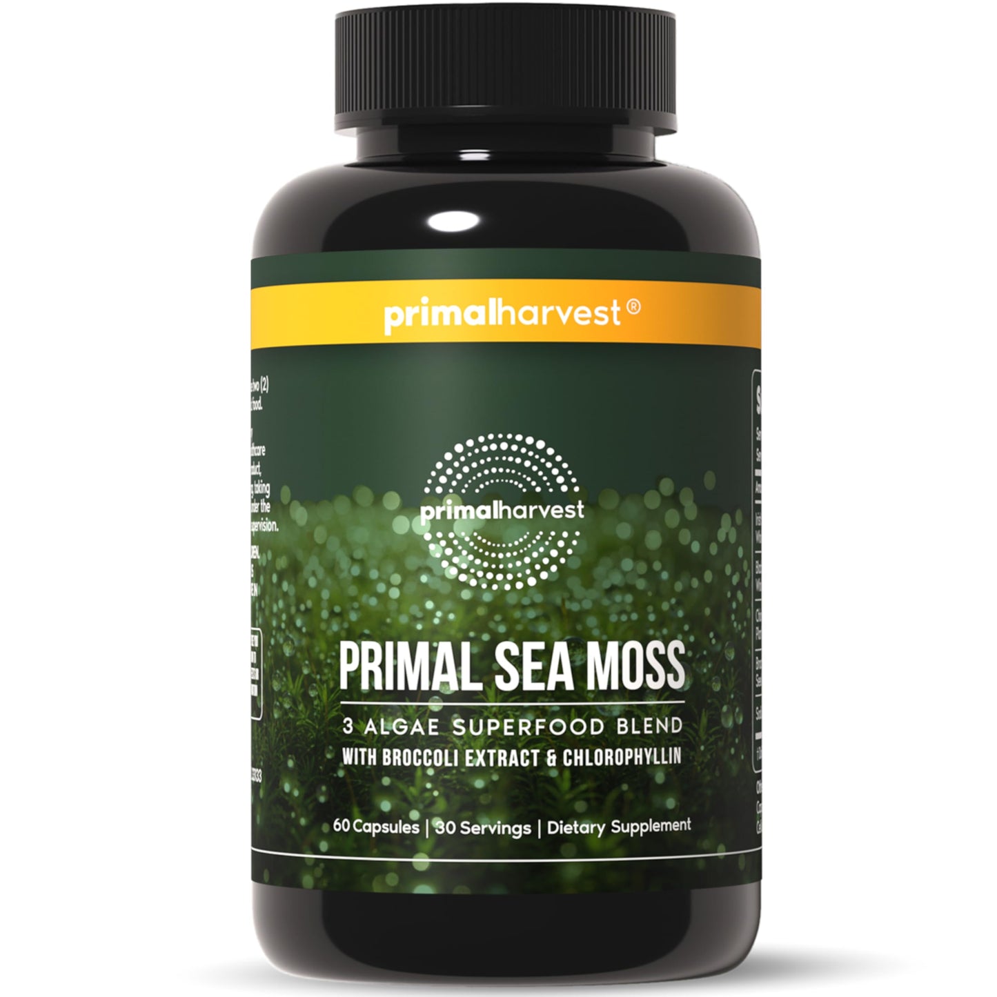 Primal Harvest Sea Moss Capsules with Bladderwack and Irish Sea Moss, Chlorella, Broccoli Seed Extract, 60 Capsules