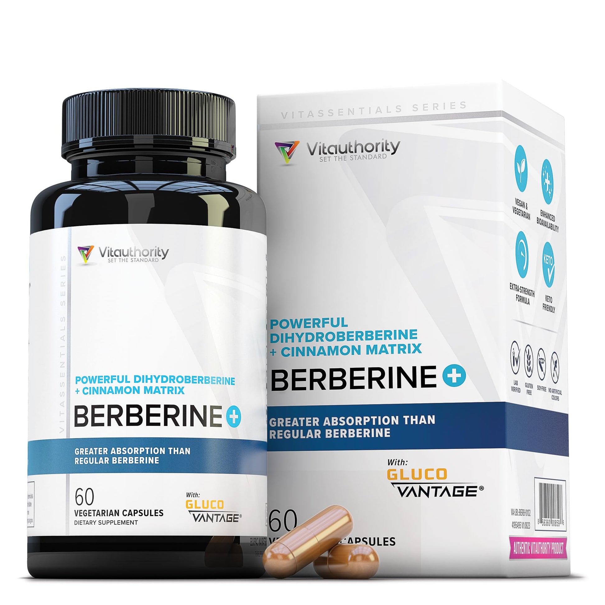 Vitauthority Berberine with Ceylon Cinnamon Capsules, 60 Count