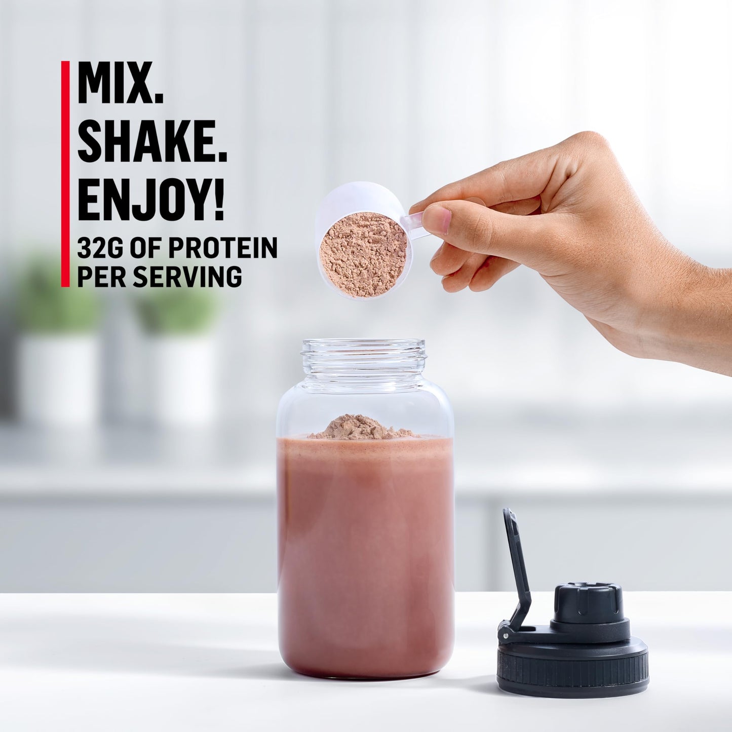 Muscle Milk Genuine Protein Powder, Chocolate, 1.93 Pounds, 13 Servings, 32g Protein, 2g Sugar, Calcium, Vitamins A, C & D, NSF Certified for Sport, Energizing Snack, Packaging May Vary