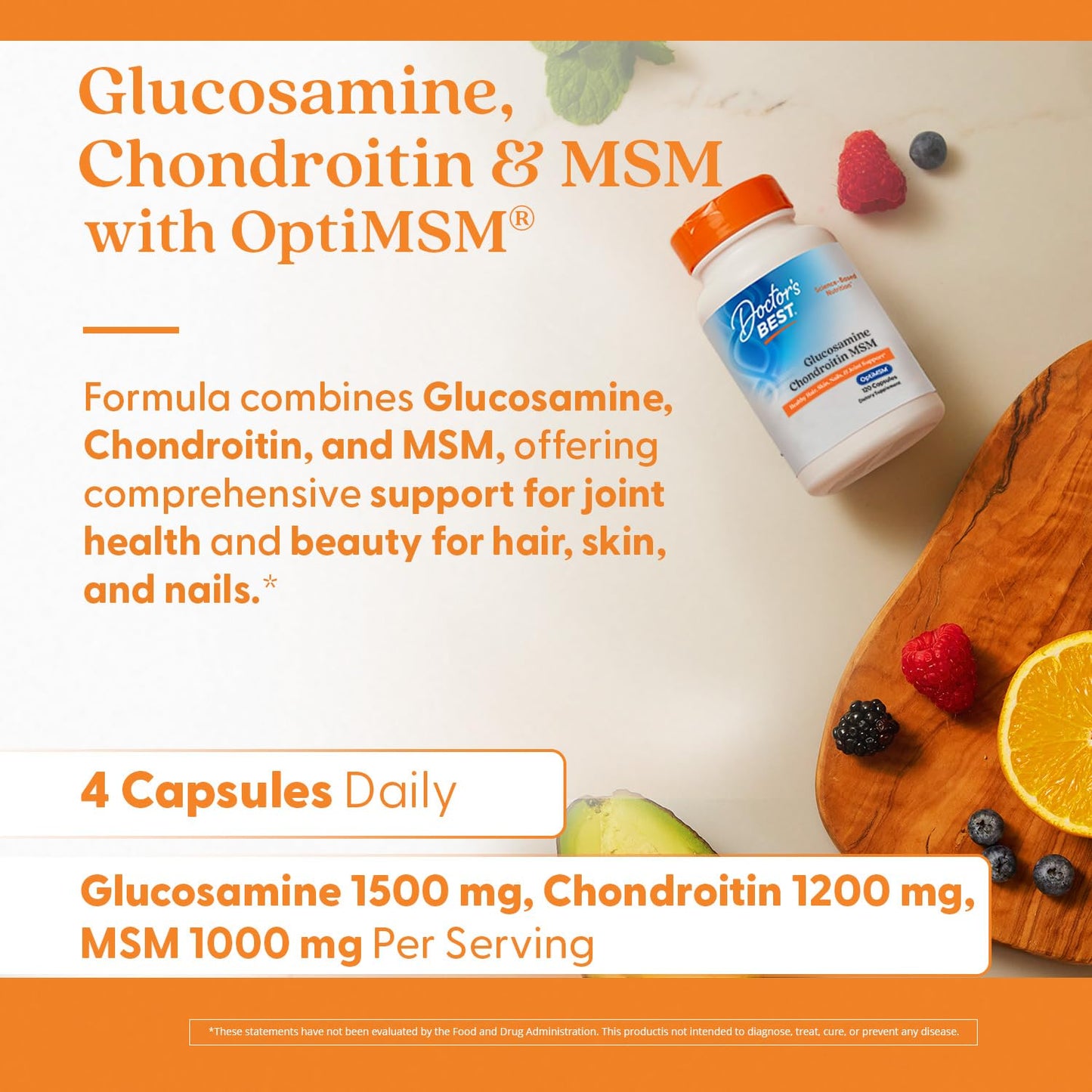 Doctor's BEST Glucosamine Chondroitin MSM with OptiMSM, 120 Capsules