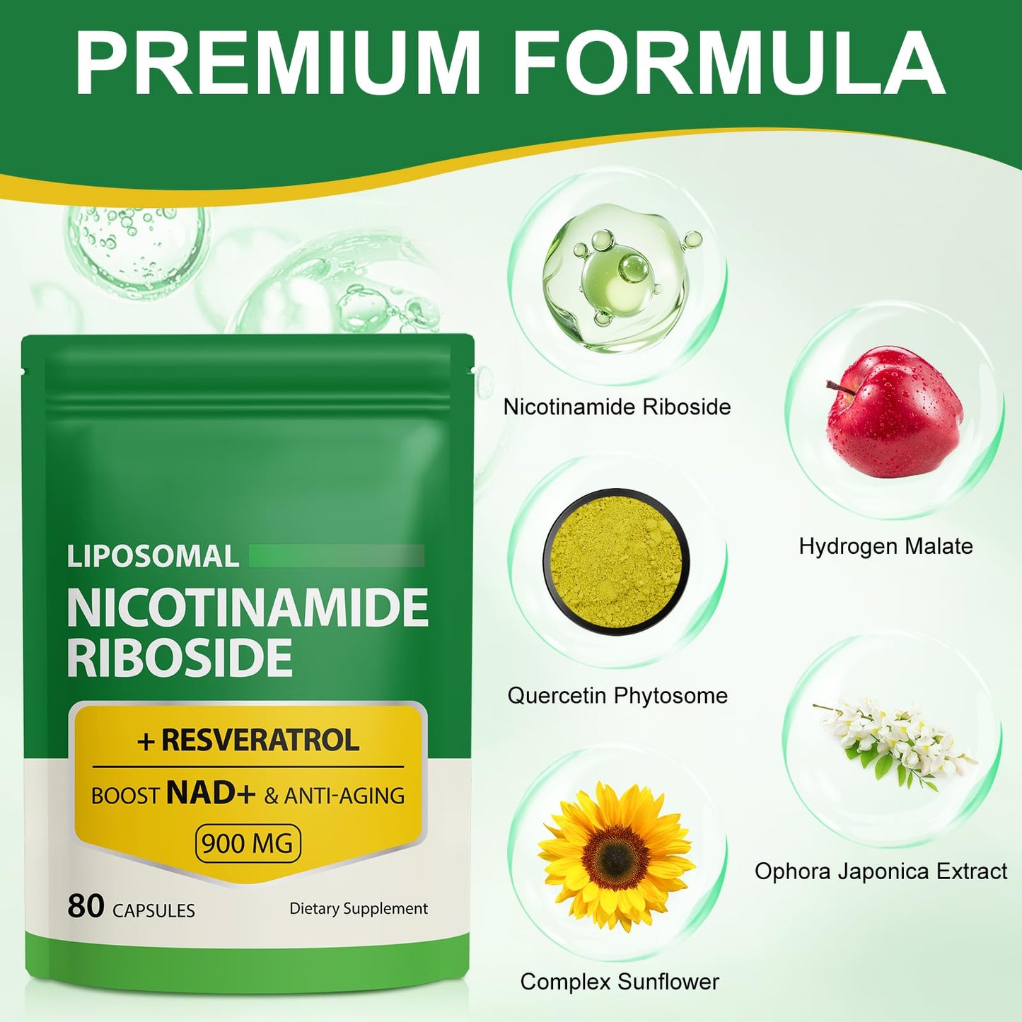 Daiasns NAD Supplement 900mg Liposomal Nicotinamide Riboside NAD+ Supplements with Resveratrol Supports Muscle, Brain, Cellular Energy - NMN Supplement Alternative for Men and Women Capsule 160 Count