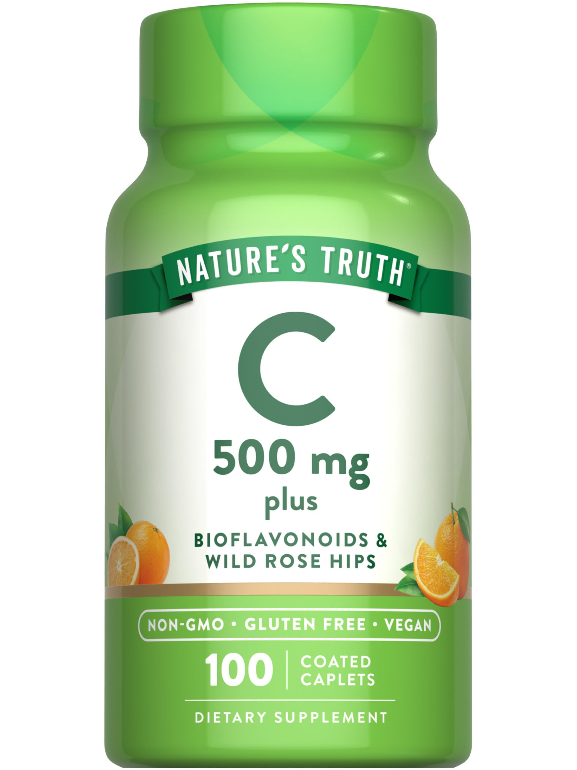 Nature's Truth Vitamin C with Rose Hips and Bioflavonoids Caplets, 100 Count