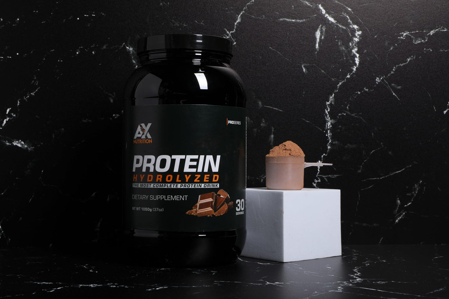 AX Nutrition Chocolate Hydrolyzed Protein Powder, 37 oz, 30 Servings