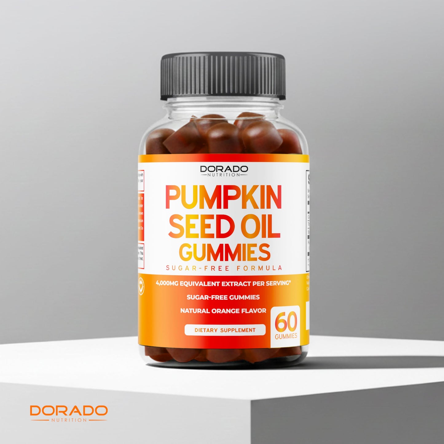 Dorado Nutrition Pumpkin Seed Oil Gummies 4000mg Sugar Free Gummy Supplement with Pumpkin Seed Extract for Adults - Delicious Orange Flavor, Non-GMO, Gluten Free, Vegan Supplement & USA Made 60 Capsules