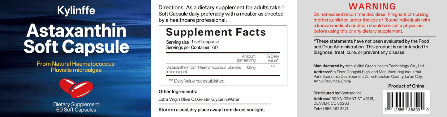 Oopeatol Astaxanthin 12mg Softgels 60 Count