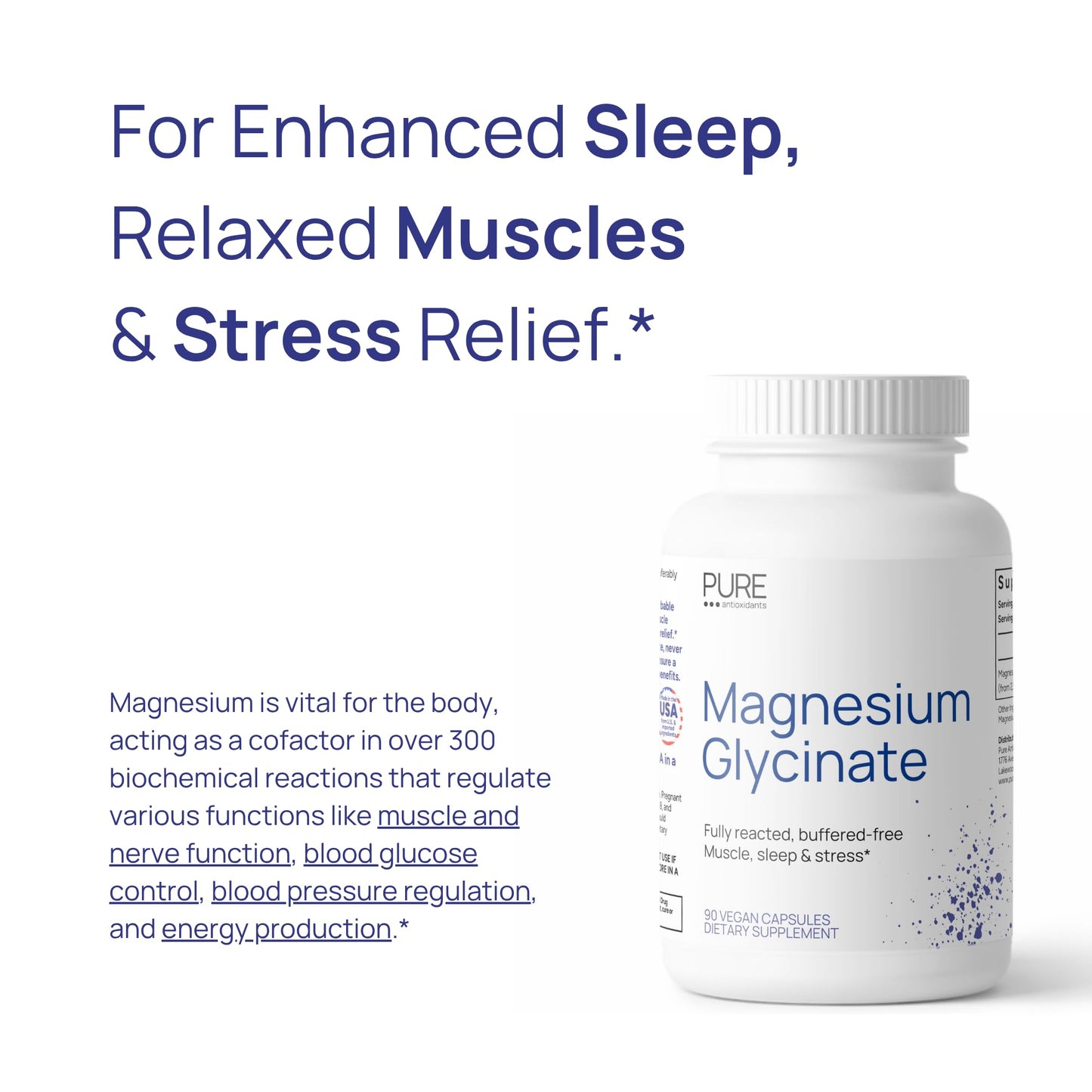 Pure Antioxidants Magnesium Glycinate Capsules, 90 Count