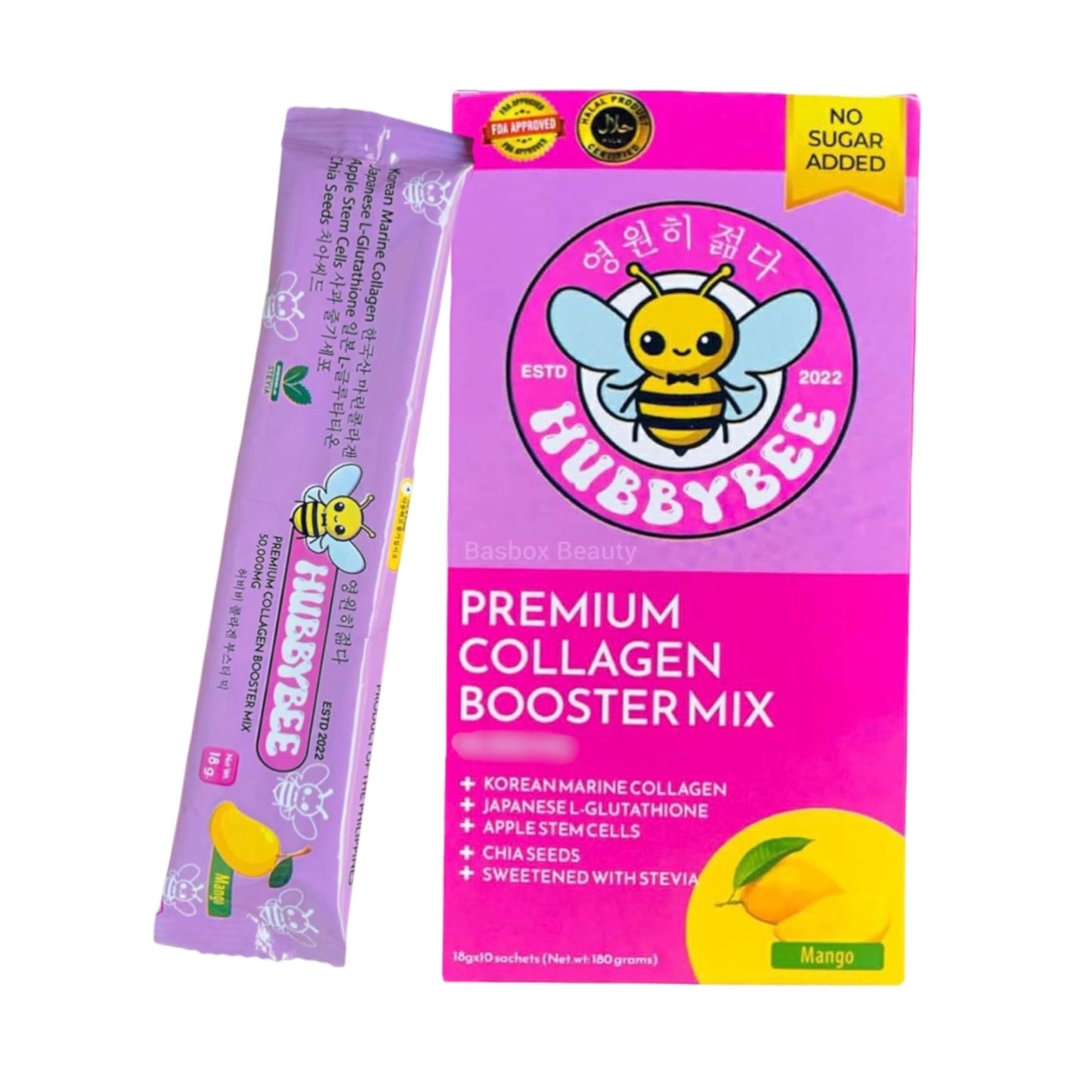 Generic HubbyBee Premium Collagen Booster Mix Powder, Mango Flavor, 10 Sachets