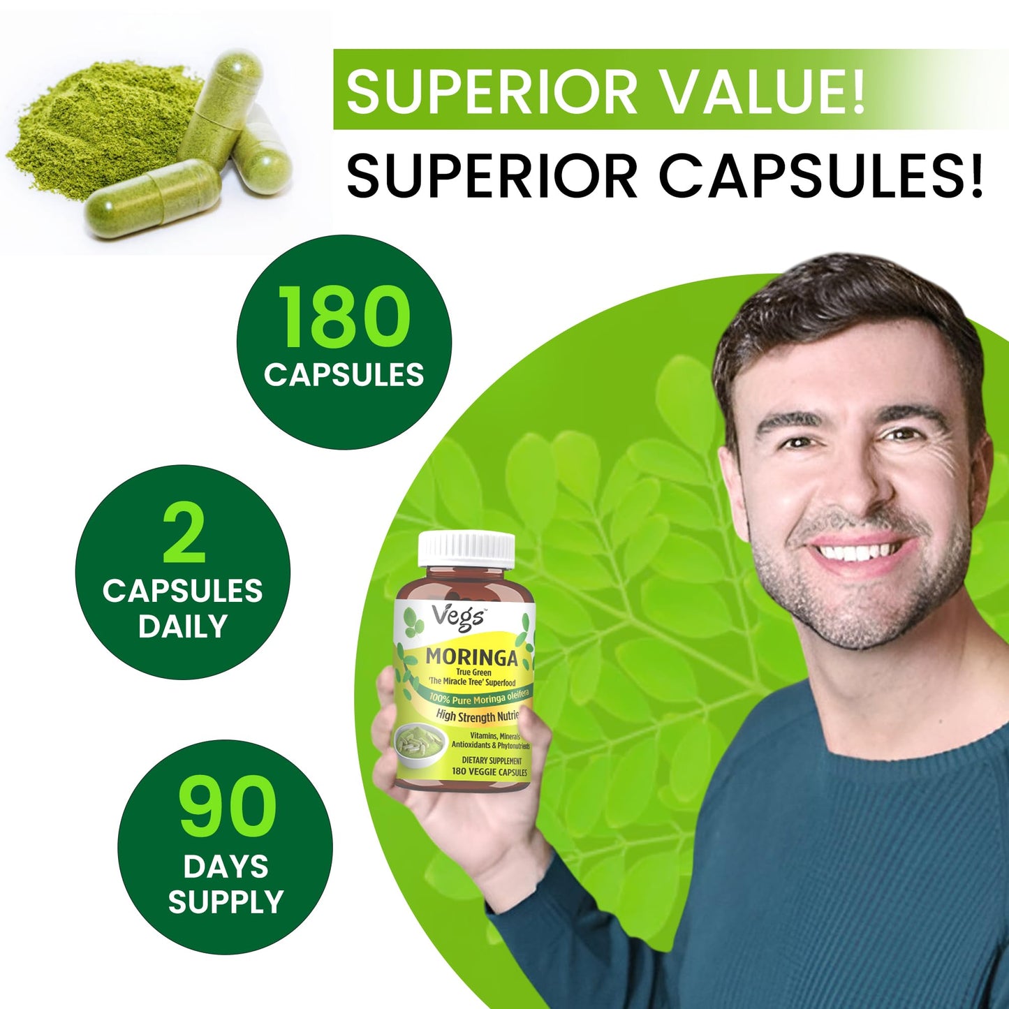 Vegs Moringa Capsules 180 Capsules