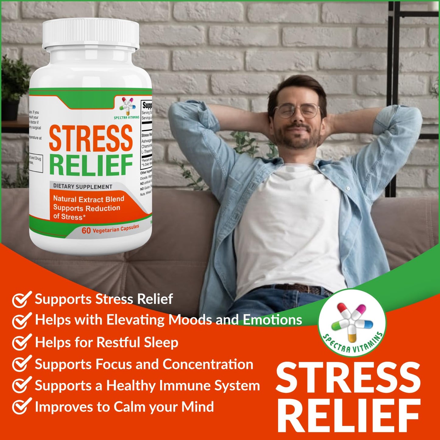 Spectra Vitamins Stress Relief for Adults Capsules 60 Count