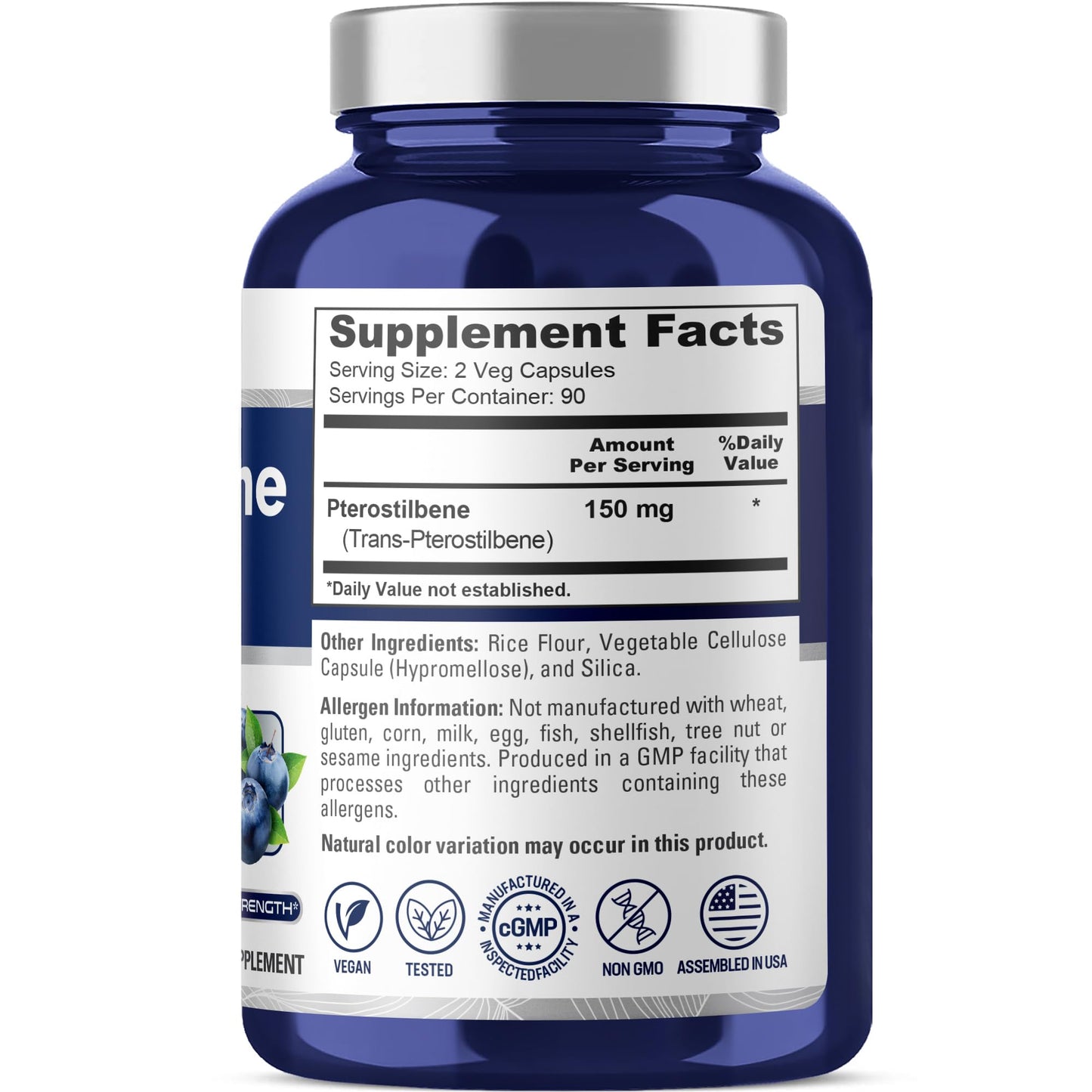 NusaPure Pterostilbene 150mg Capsules, 180 Count