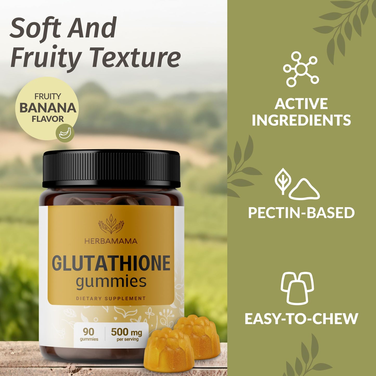 HERBAMAMA Reduced Glutathione Gummies Gummy 90 Count