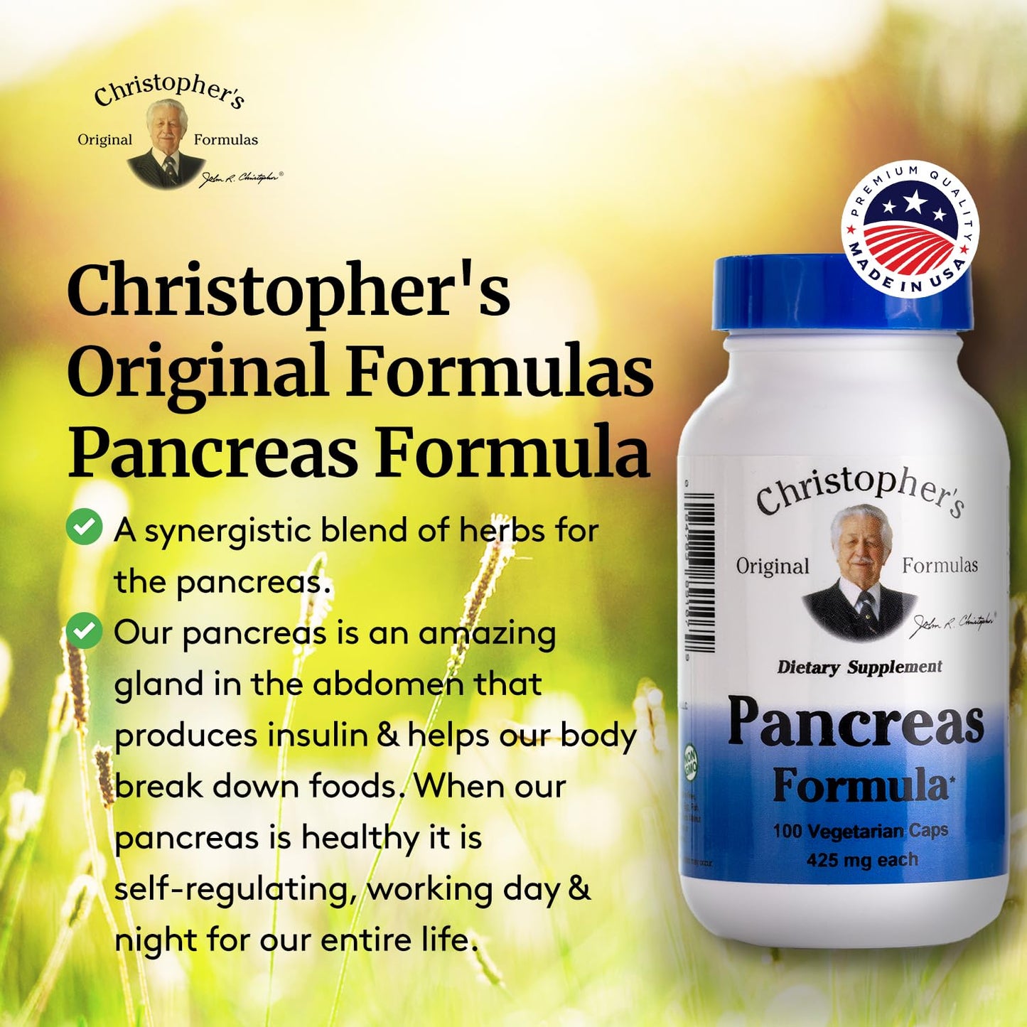 Christopher's Original Formulas Pancreas Formula - Pancreas Cleanse Detox & Repair - Probiotics for Digestive Health, 100 Capsules