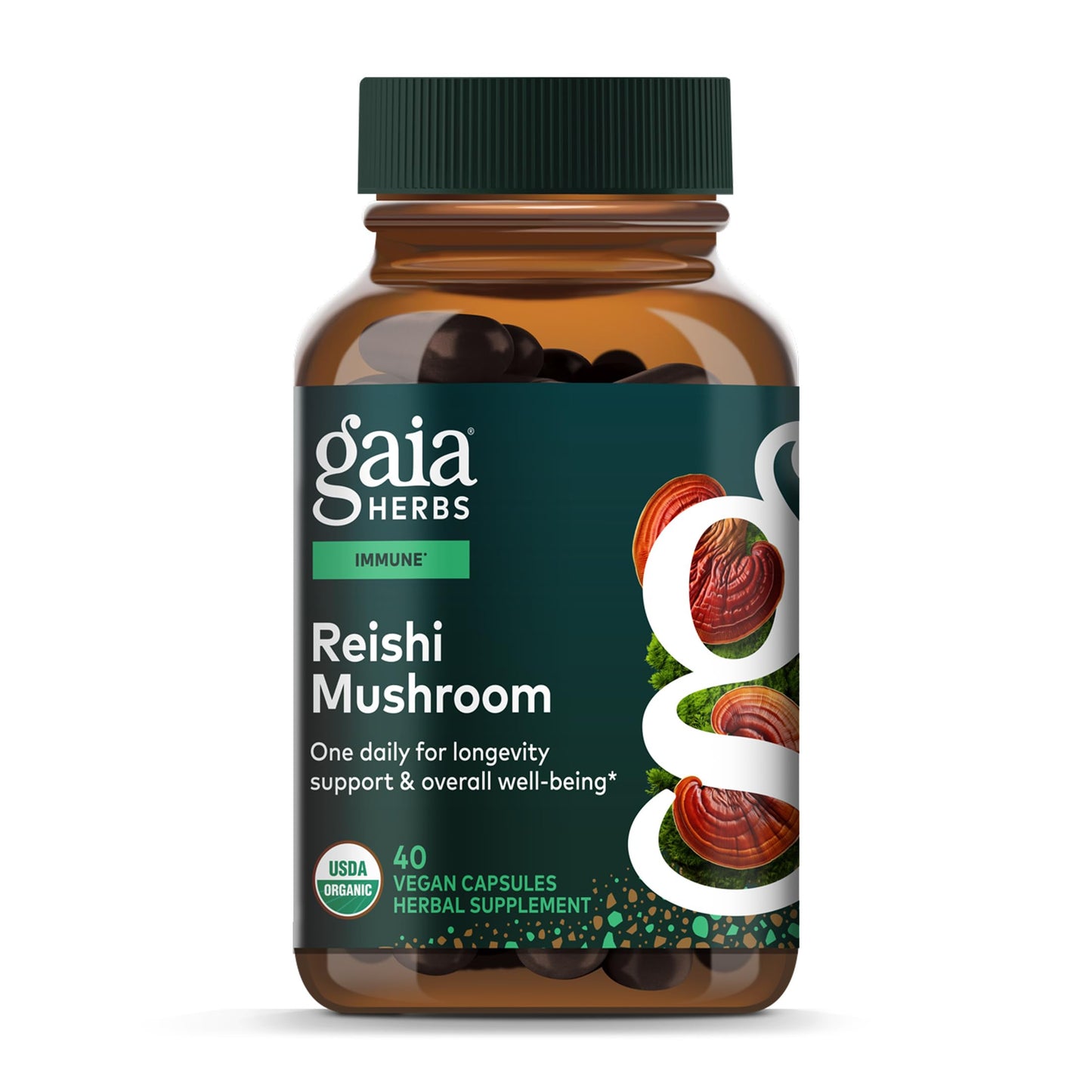 Gaia Herbs Reishi Mushroom Capsules, 40 Count