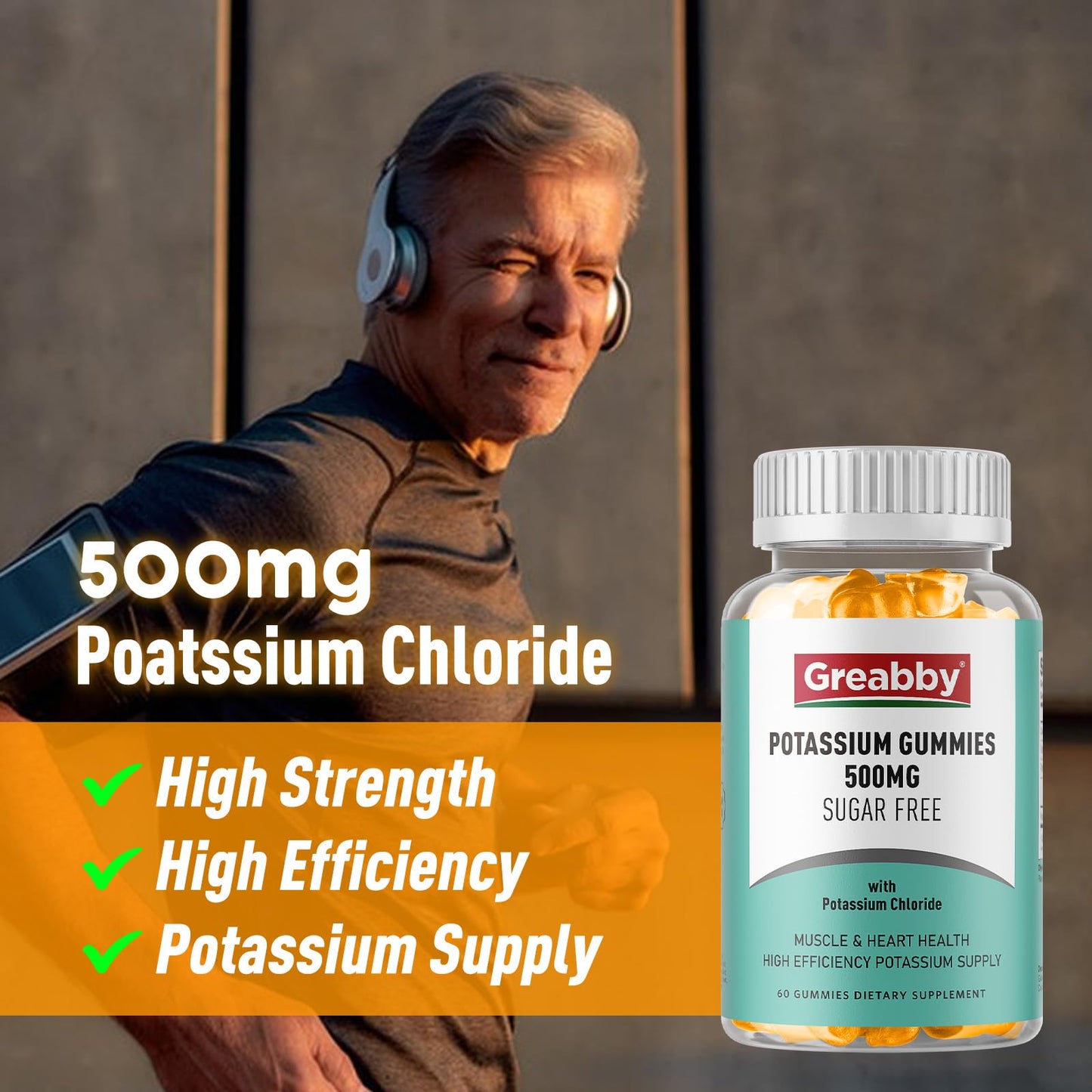 GREABBY Potassium Gummies 60 Count