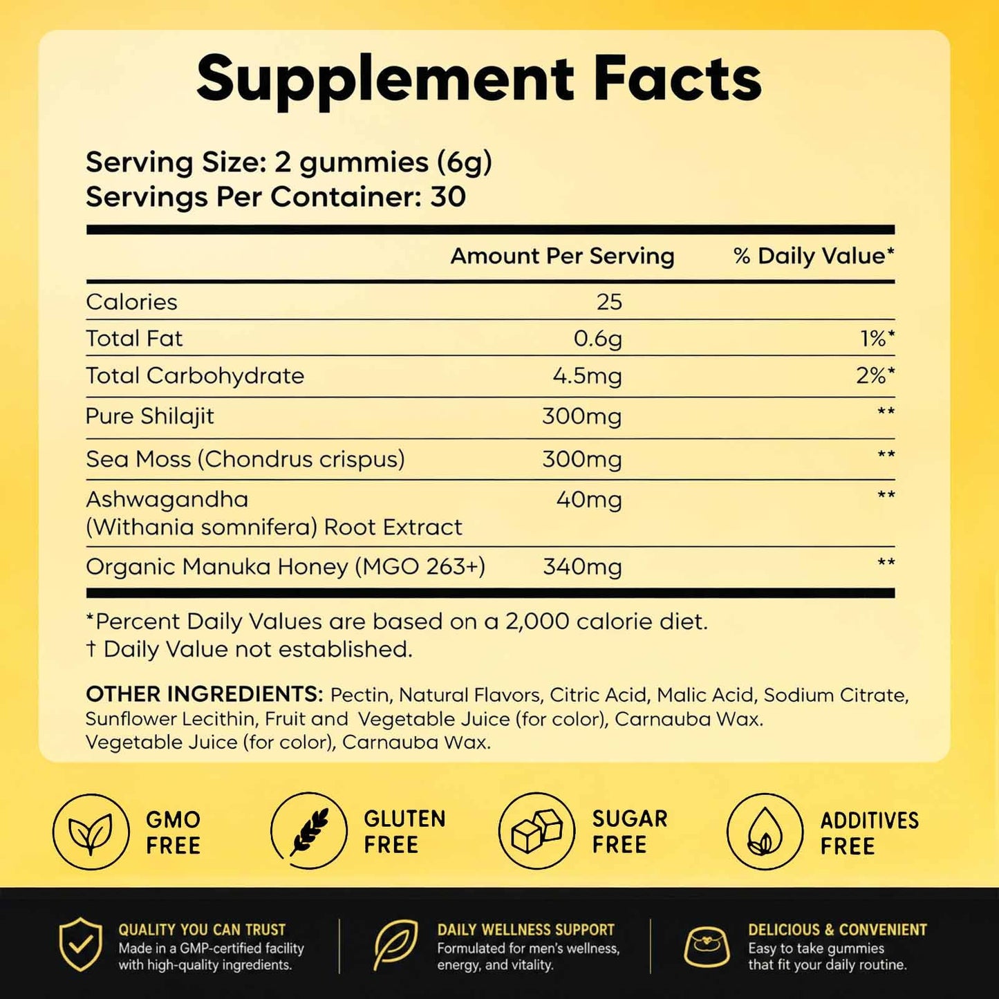 INFNTVITA Men’s Manuka Honey Gummies – Shilajit, Sea Moss & Ashwagandha Blend – Daily Energy, Stamina & Vitality Support – 60 Gummies