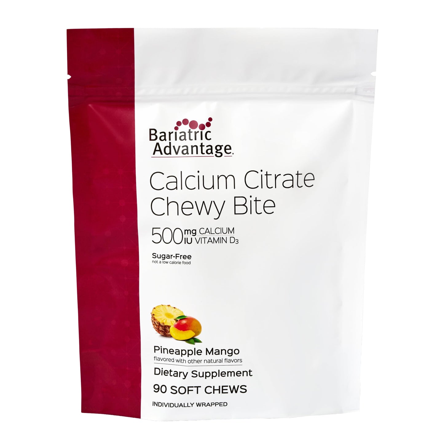 Bariatric Advantage Calcium Citrate Chewy Bites 500 mg Vitamin D3 Gummy 90 Count