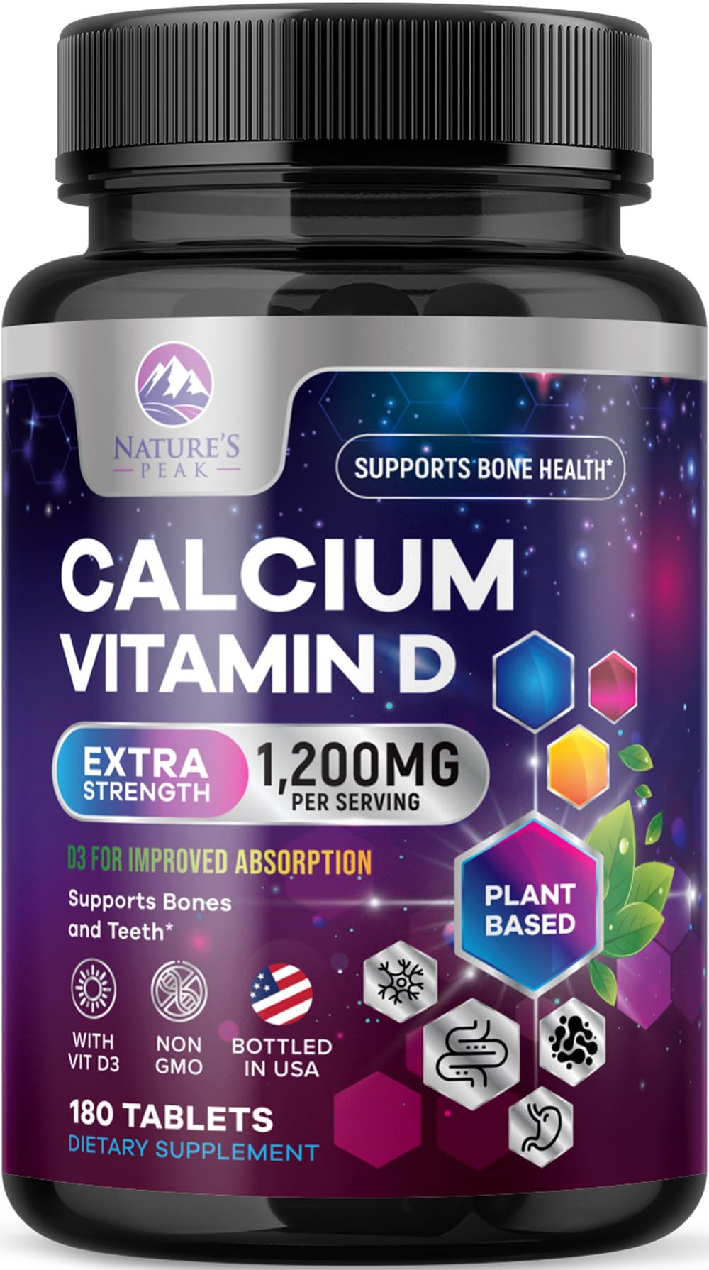 Nature's Peak Calcium 1200 mg with Vitamin D3 Tablets, 180 Count