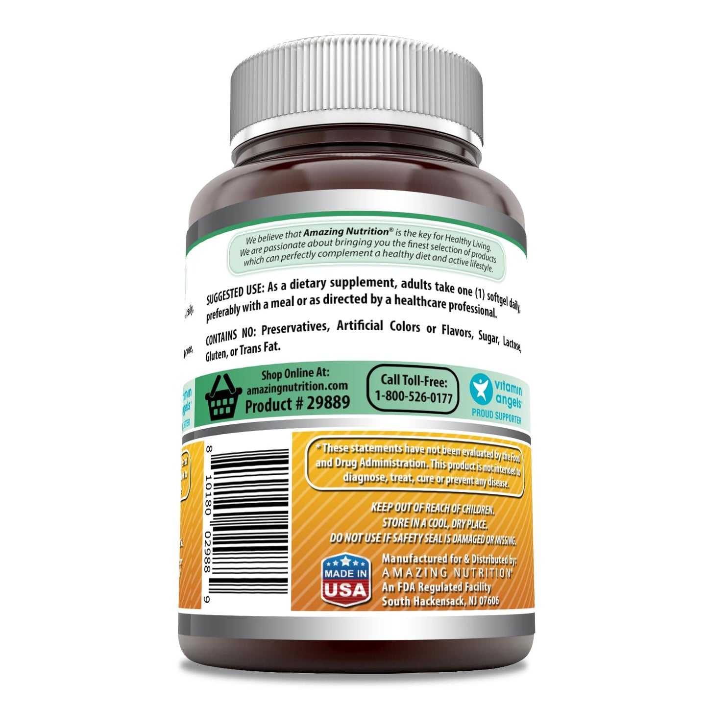 Amazing Nutrition Vitamin D3 in Coconut Oil 5000 IU Supplement Softgels, 360 Count