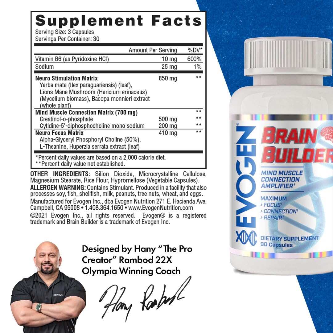 Evogen Brain Builder Mind-Muscle Connection Amplifier 90 Capsules