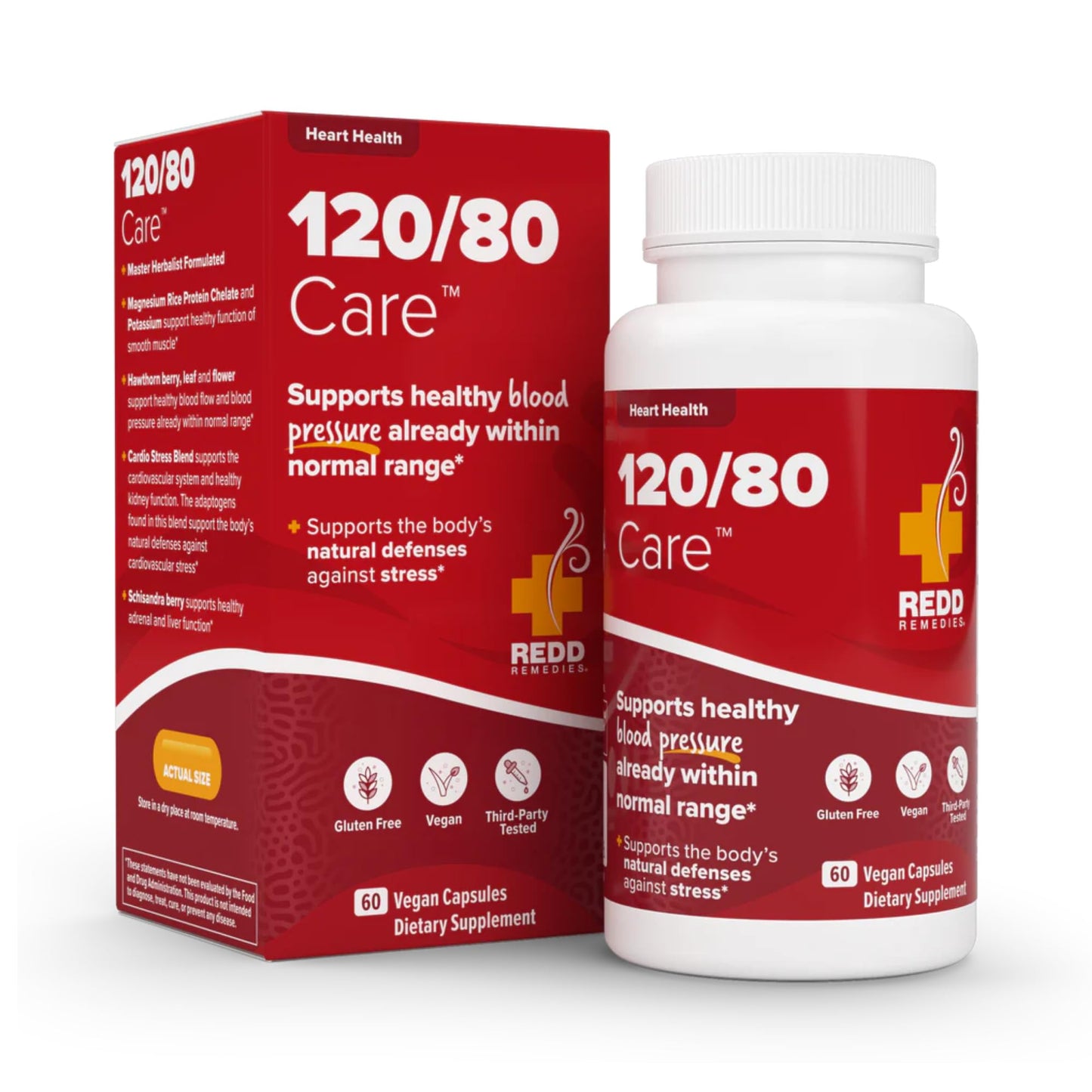Redd Remedies 120/80 Care Heart Health and Natural Blood Pressure Support Capsules, 60 Count