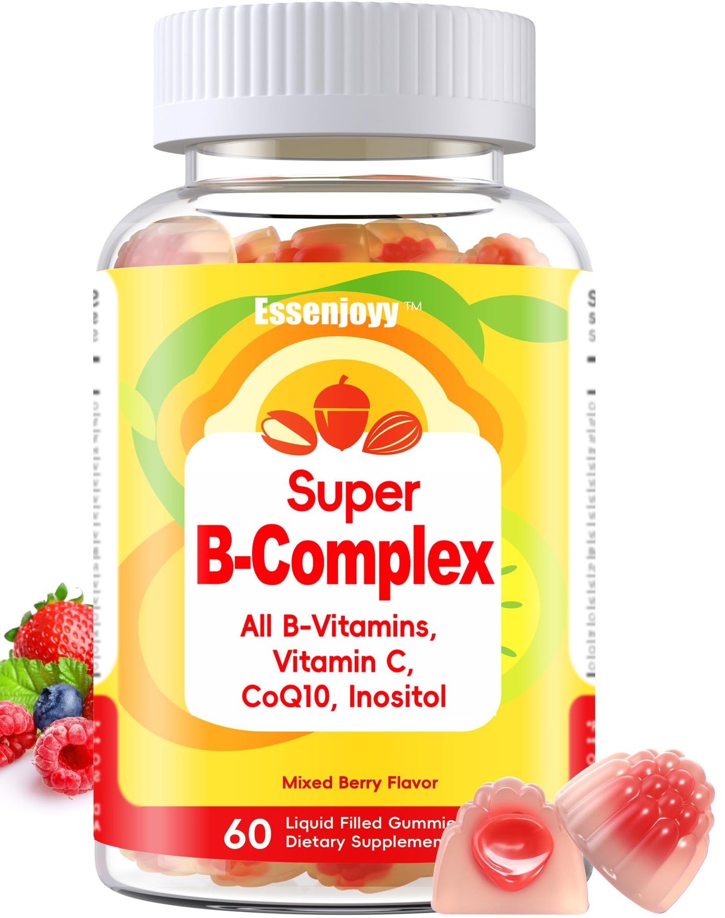 ESSENJOYY Methylated Vitamin B Complex Gummies 60 Count