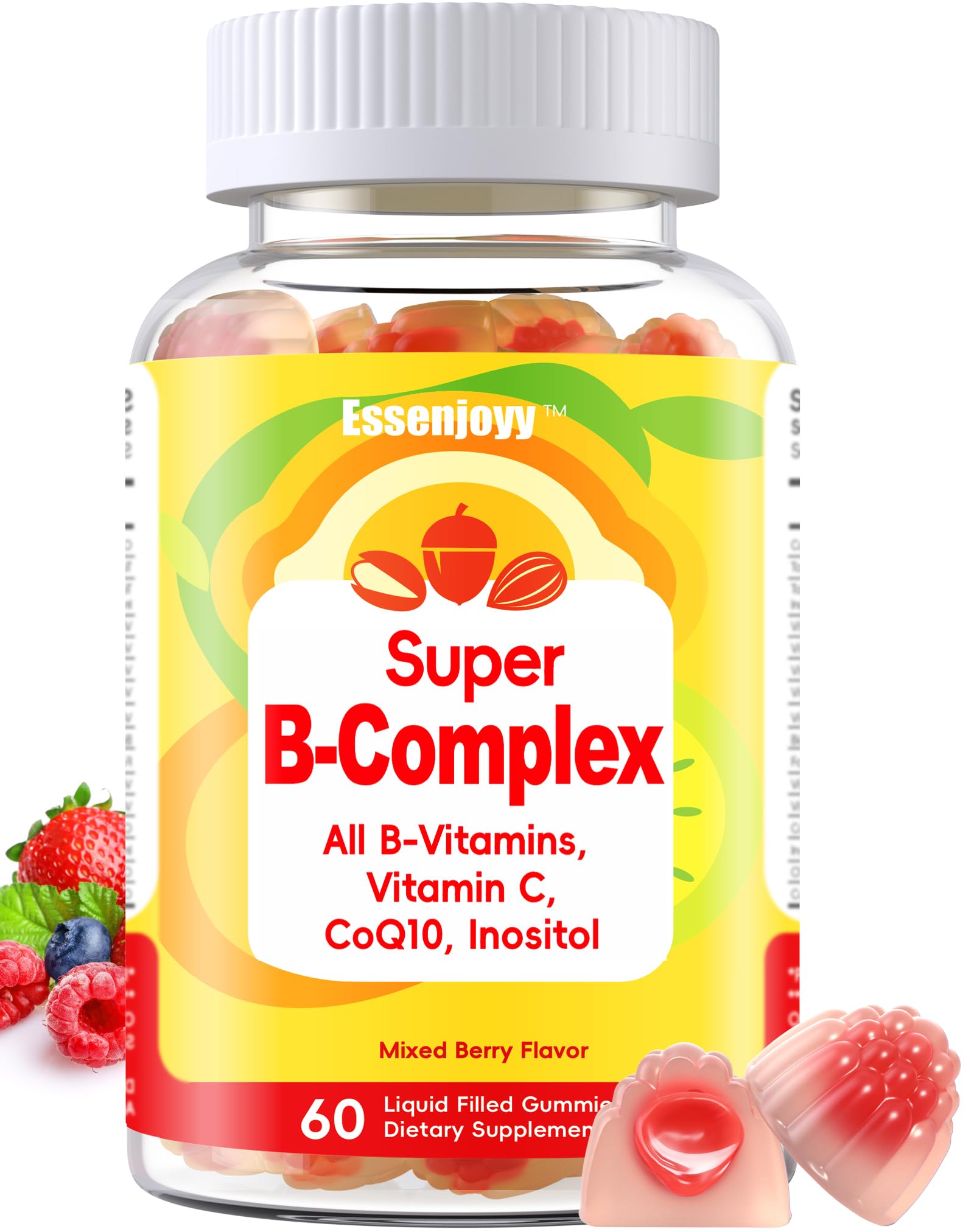 ESSENJOYY Methylated Vitamin B Complex Gummies 60 Count