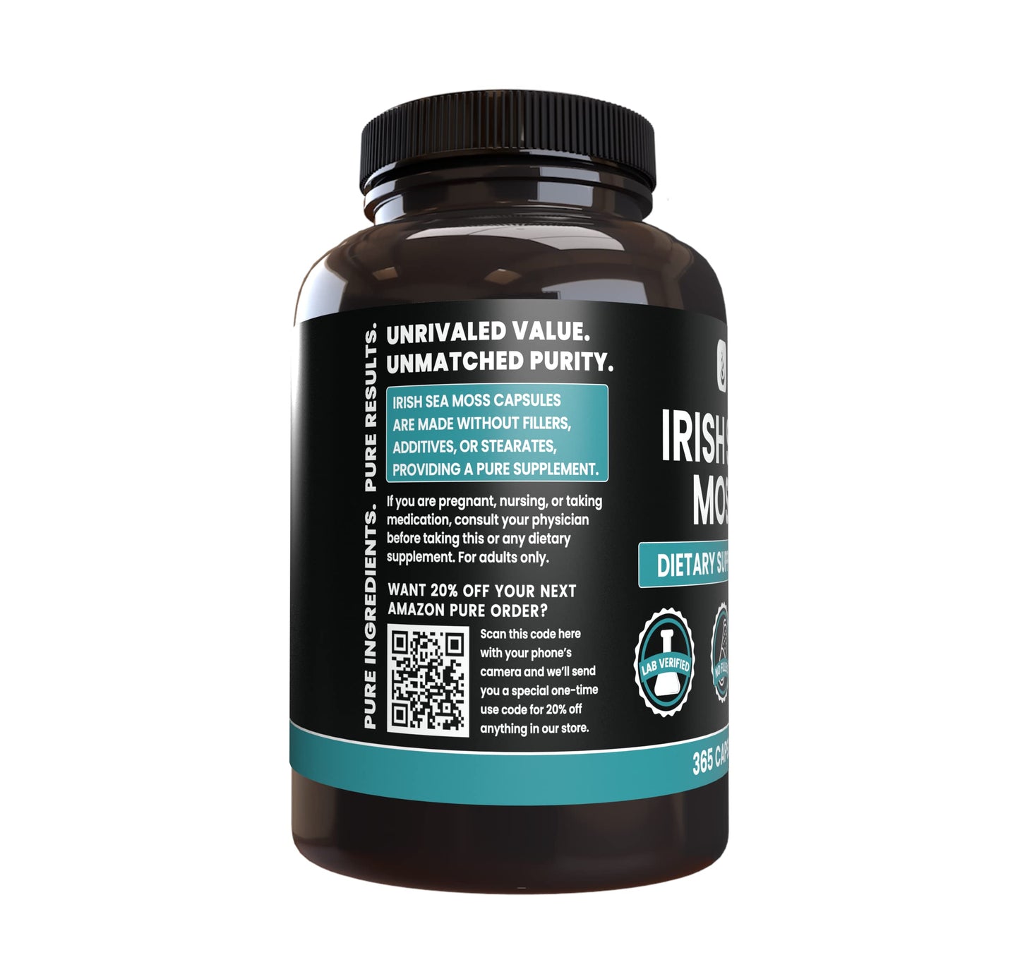 PURE ORIGINAL INGREDIENTS Irish Sea Moss Capsules 365