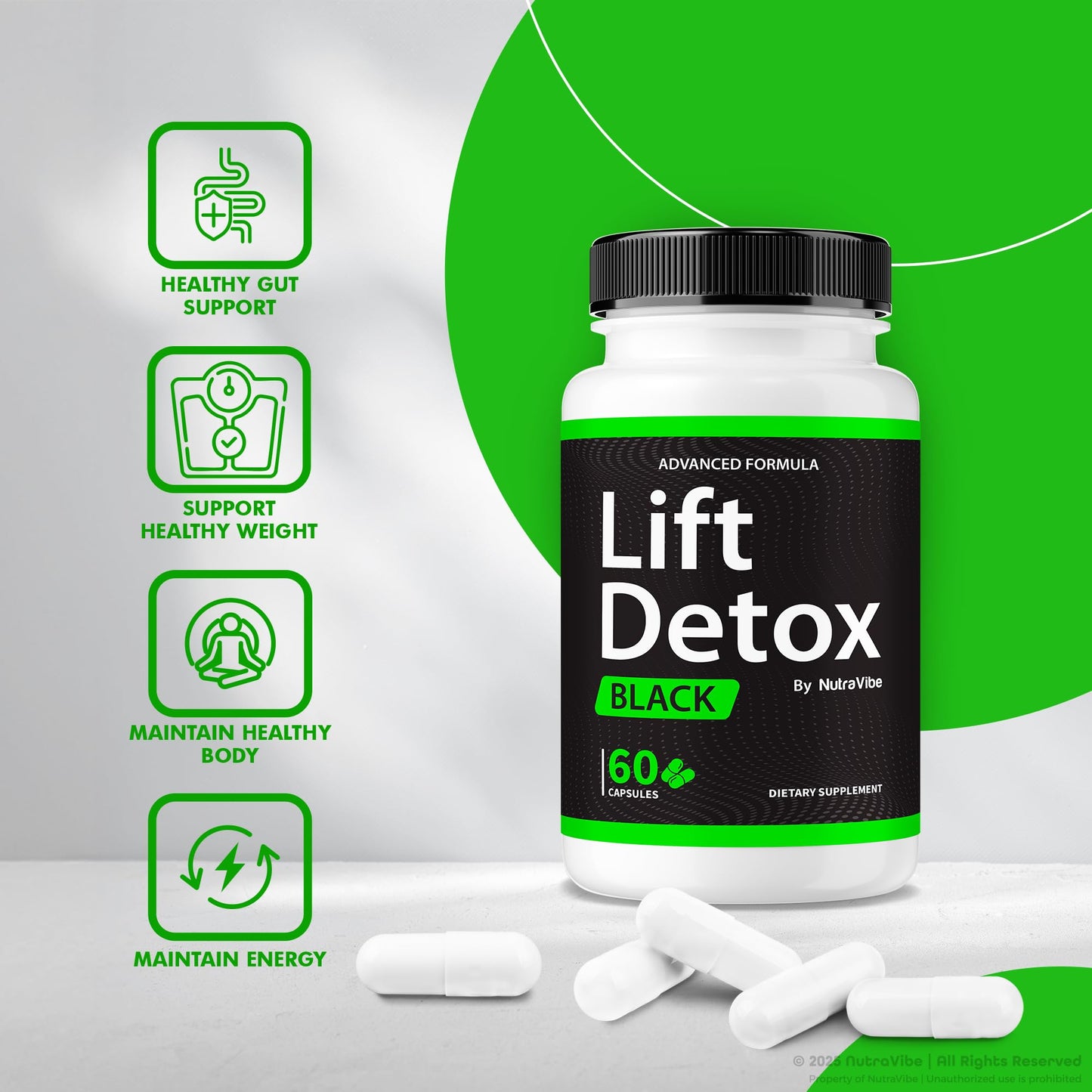 NutraVibe Lift Detox Black 120 Capsules