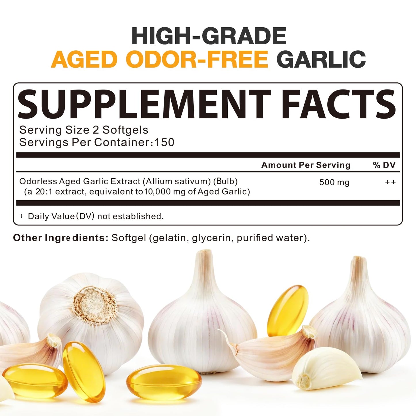 SUOOCH Odorless Aged Garlic Extract Softgels 300 Count