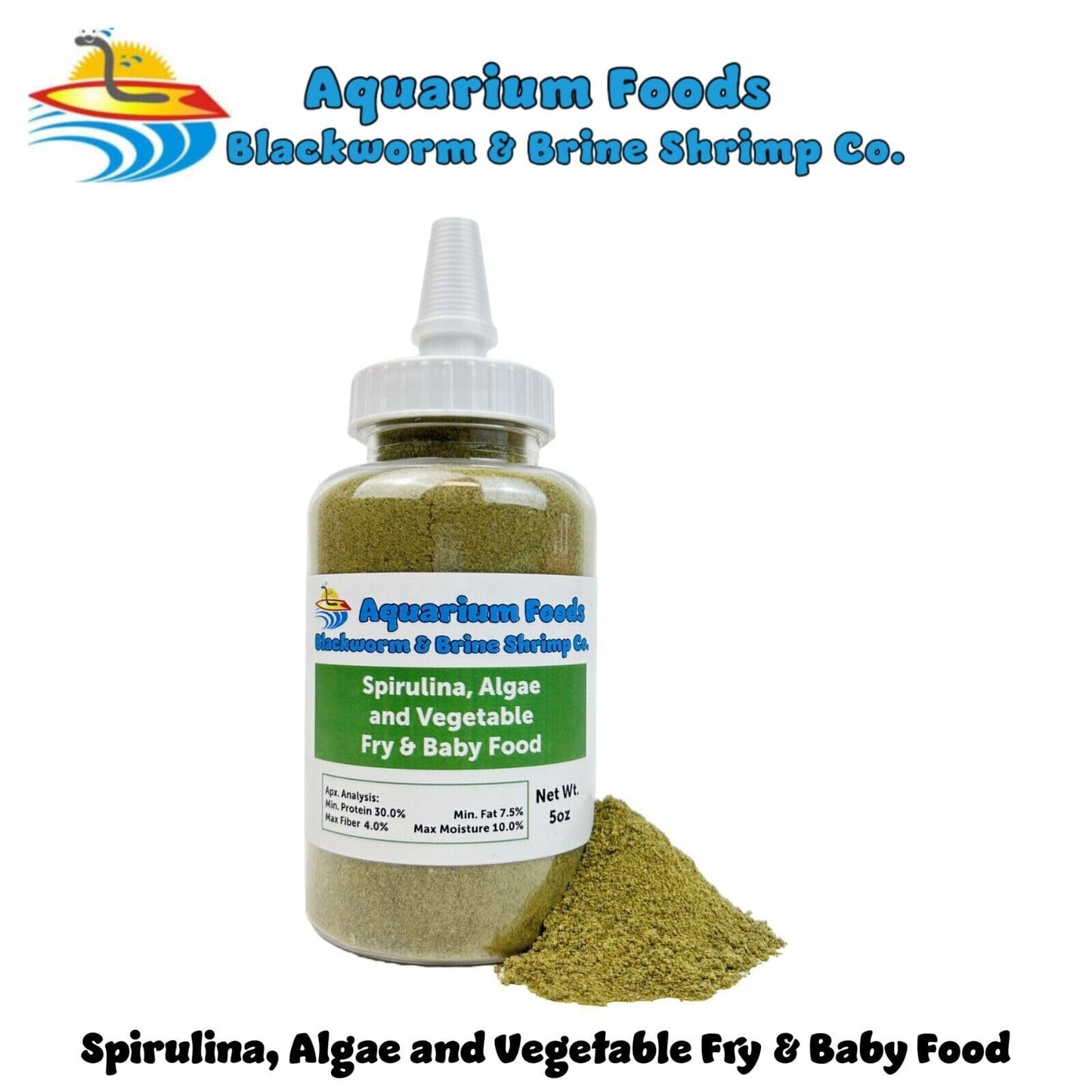 Aquatic Foods Inc. Spirulina Algae Vegetable Powder for Tropical Fish Fry and Babies, Corals, Anemones 5oz