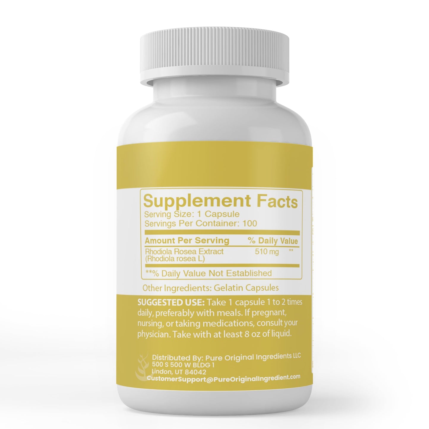 PURE ORIGINAL INGREDIENTS Rhodiola Rosea Capsules, 100 Count