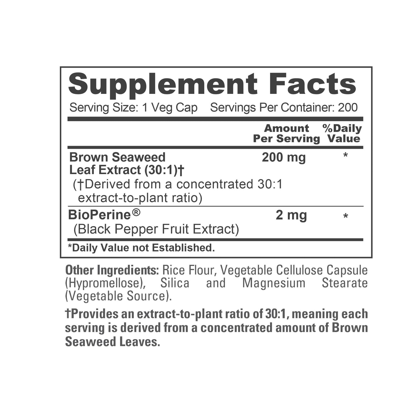 NusaPure Brown Seaweed Capsules 200 Count