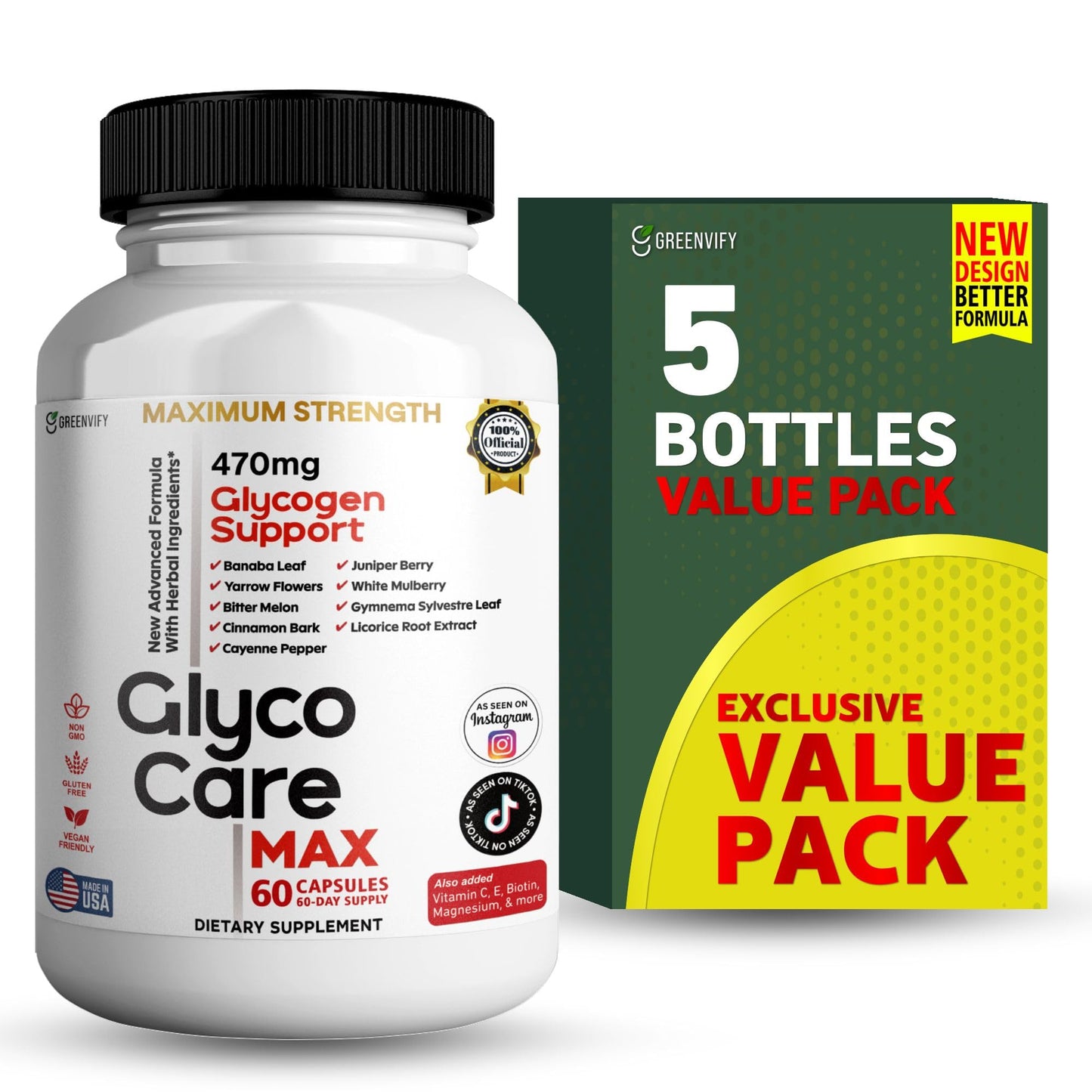 GREENVIFY GlycoCare MAX Glycogen Support Supplement Capsule 60 Count