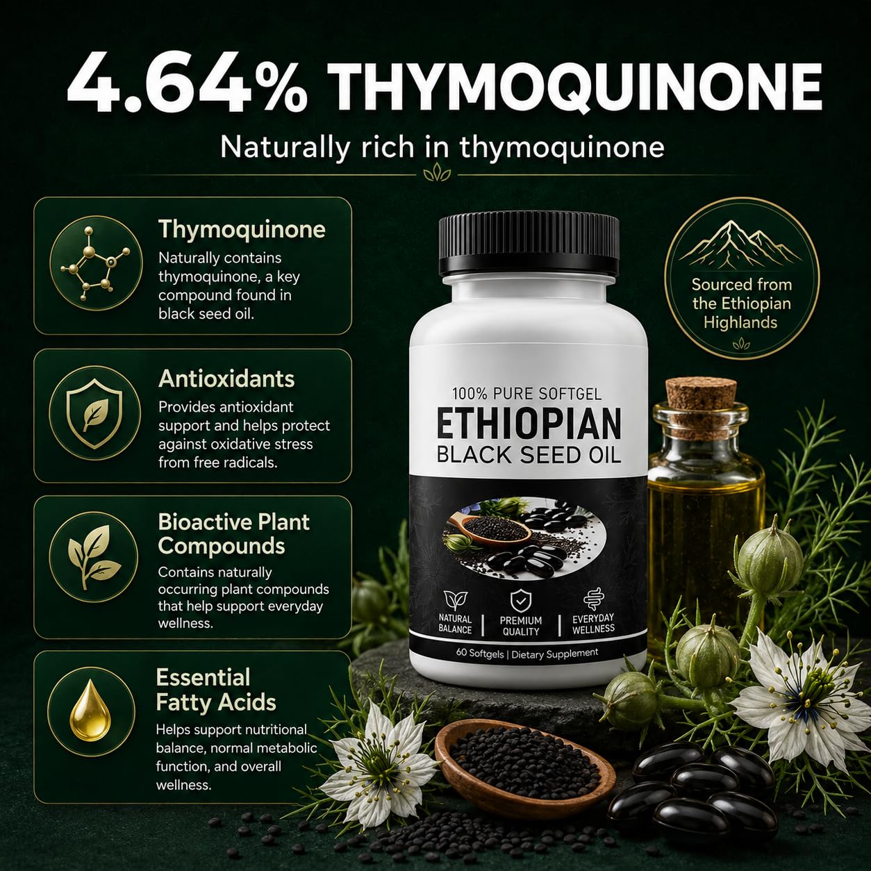 Paradise Emerald Ethiopian Black Seed Oil Softgels 60 Count