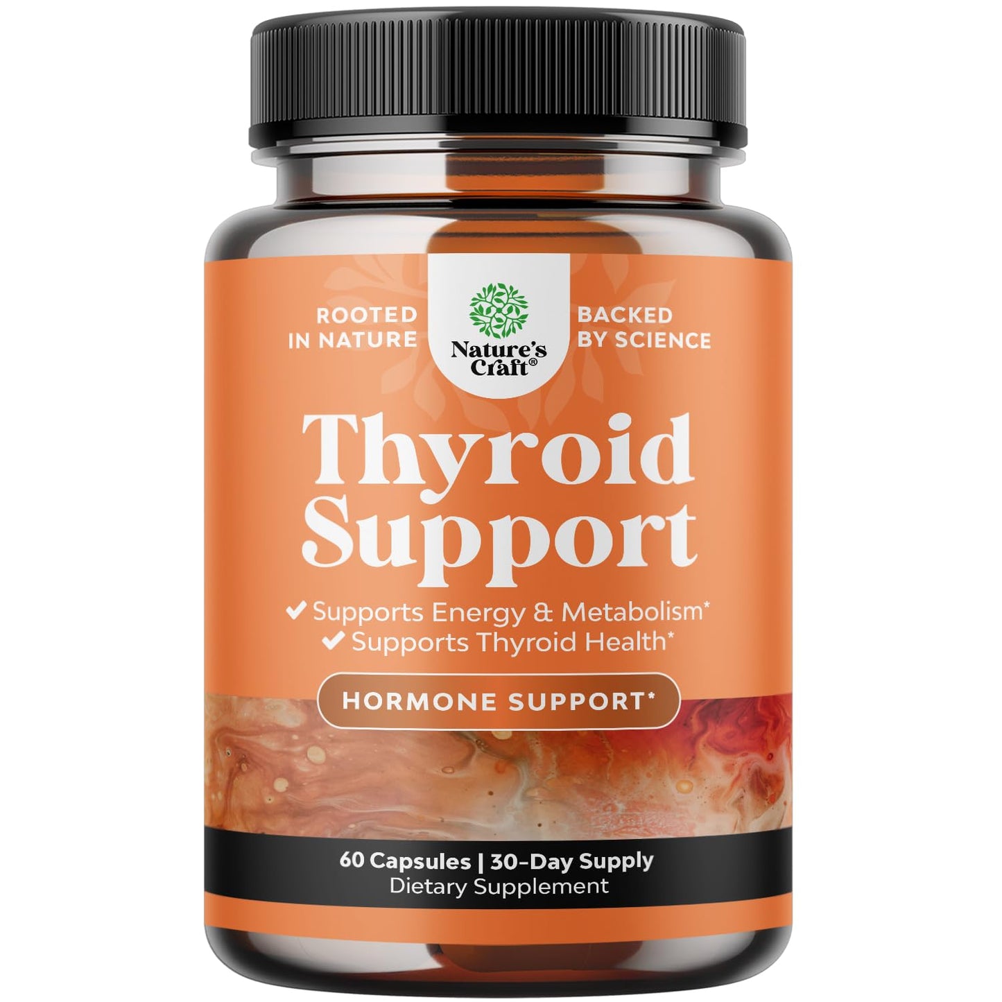 Herbal Thyroid Support Complex - Potent Kelp Iodine Supplement with L Tyrosine, Bladderwrack, Selenium & Pure Ashwagandha for Hormone Balance - Mood & Energy Dietary Pills - 60 Capsules