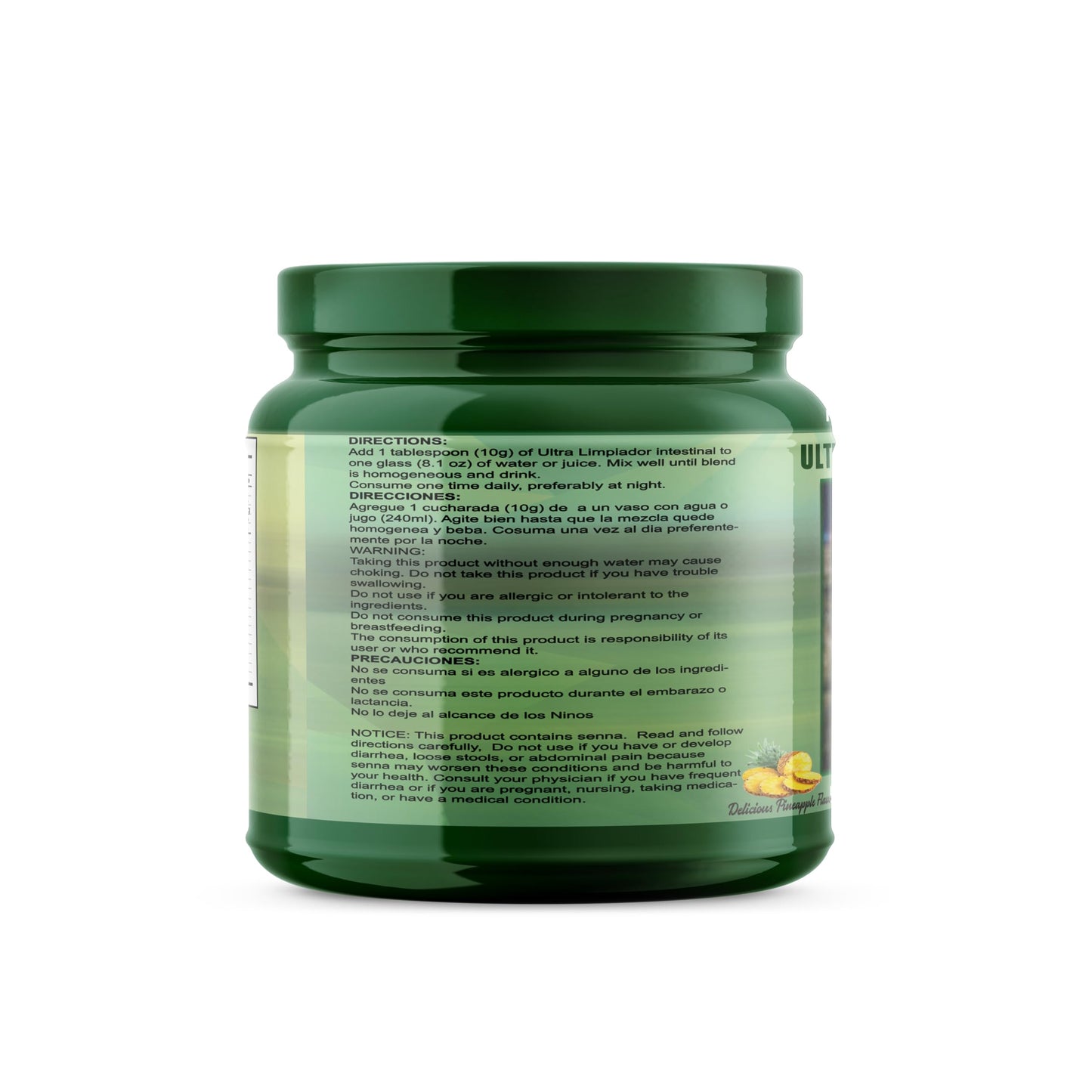 E Ultra Limpiador Intestinal Ultra Colon Cleanser and Detox with Pineapple Fiber Powder, 10 oz