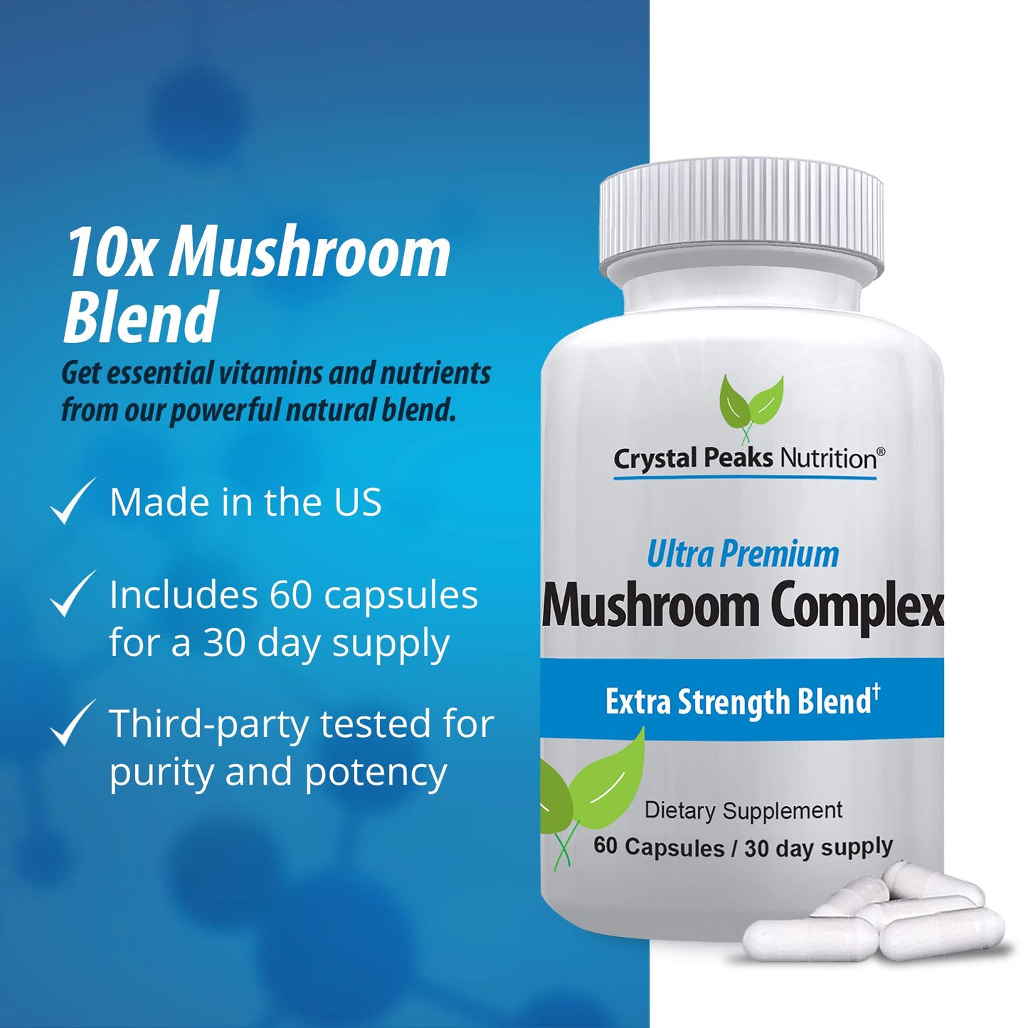 Crystal Peaks Nutrition Mushroom Superfood Master Blend Capsules, 60 Capsules