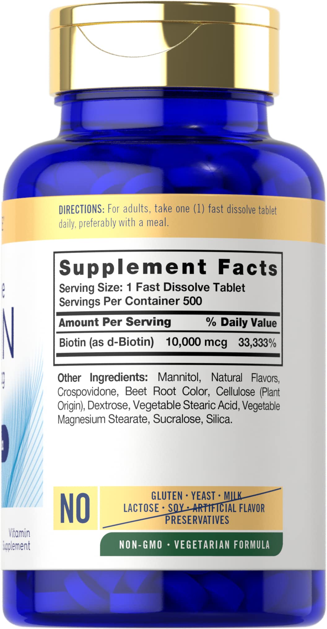 Carlyle Biotin 10,000 mcg Fast Dissolve Tablets, 500 Count