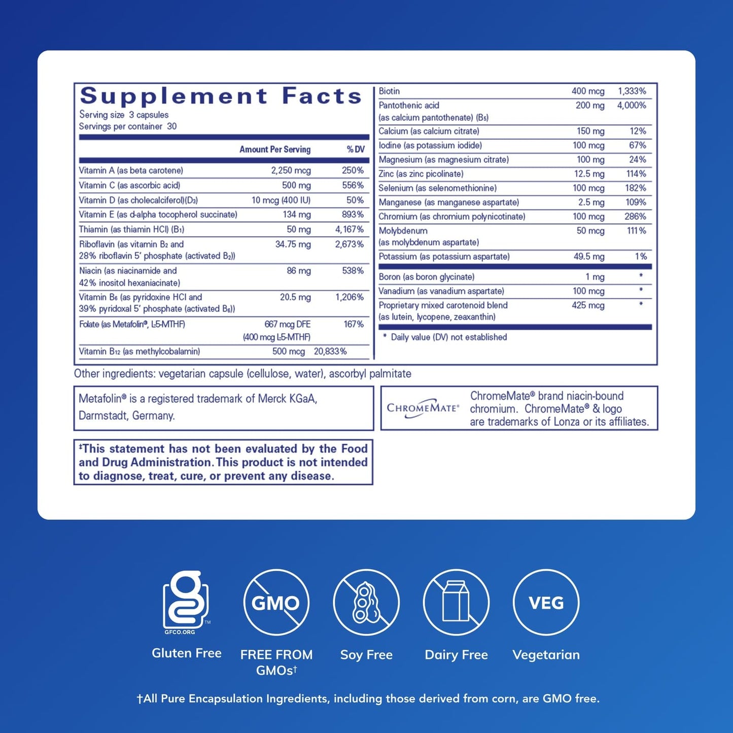 Pure Encapsulations Nutrient 950 Without Copper & Iron Hypoallergenic Multi-Vitamin/Mineral Formula for Optimal Health, 90 Capsules