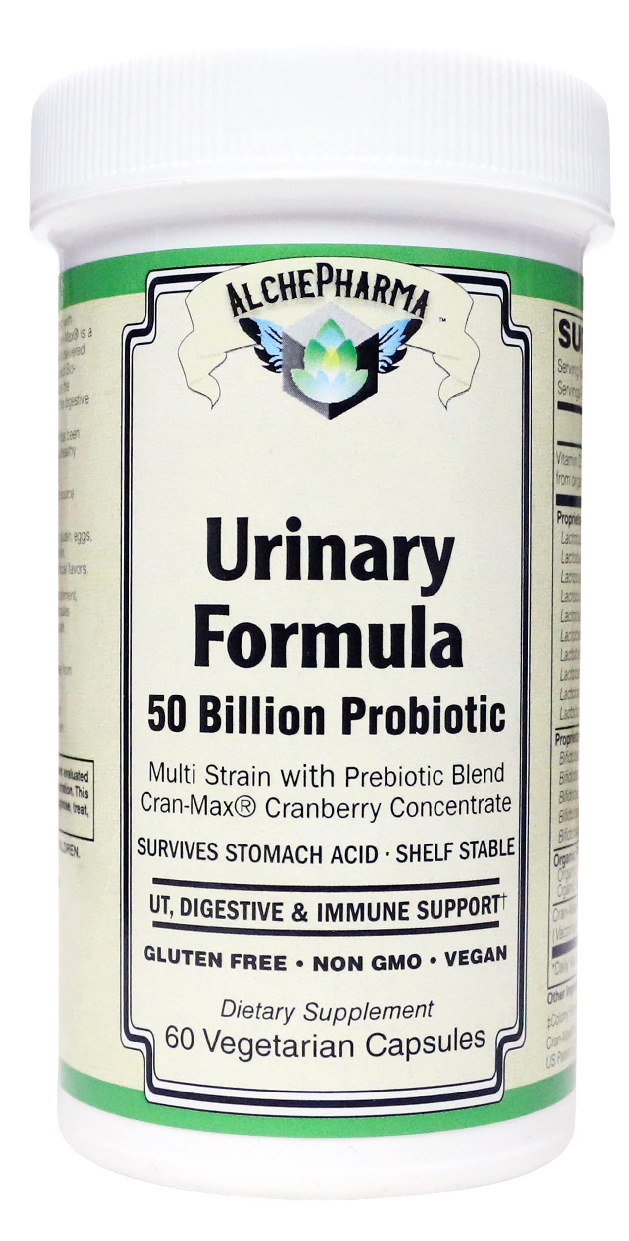 AlchePharma Urinary Formula 50 Billion Probiotic Multi-Strain with Pre-Biotic and Cran-Max Powder, 1 Count