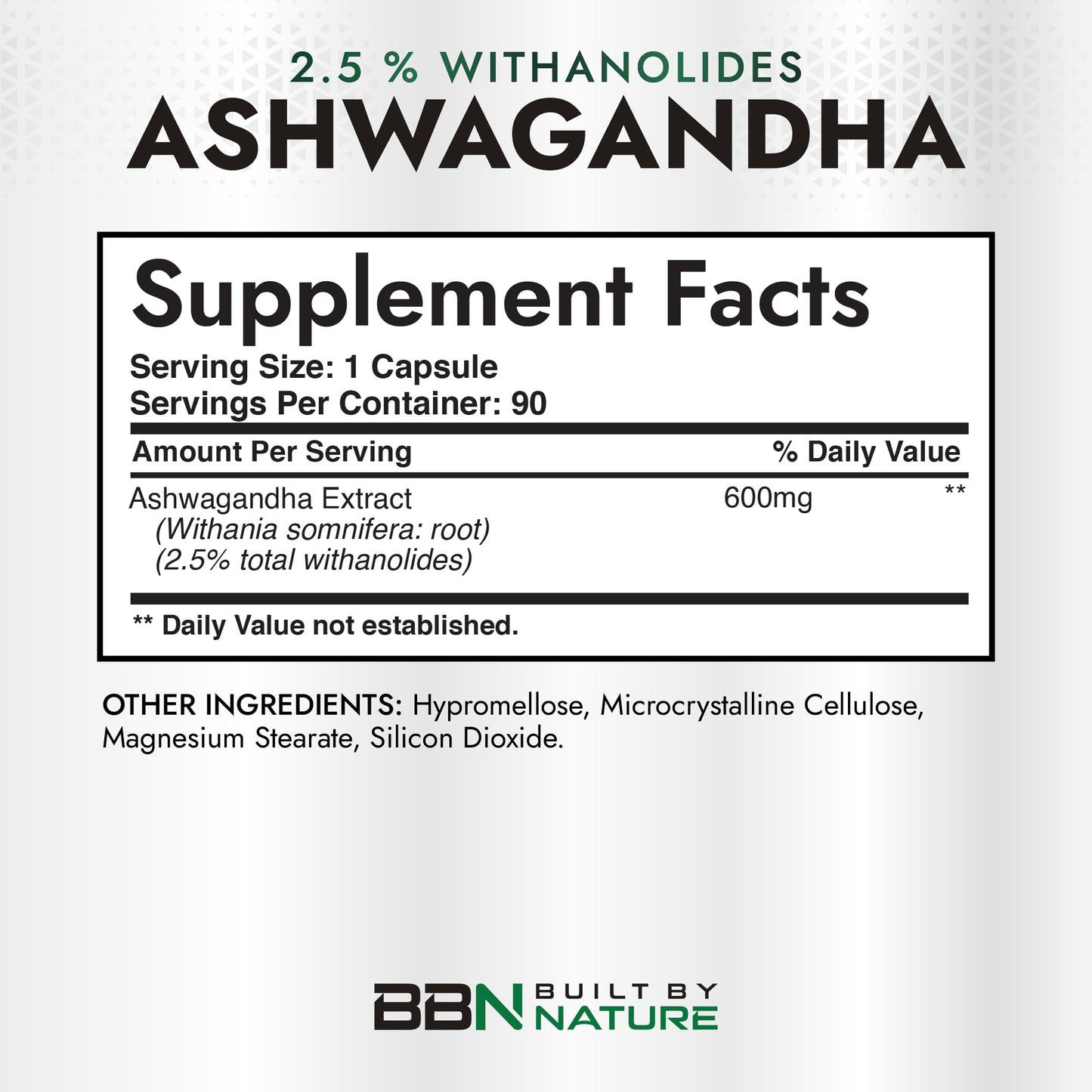 Built by Nature Ashwagandha Supplement for Men & Women 90 Capsules