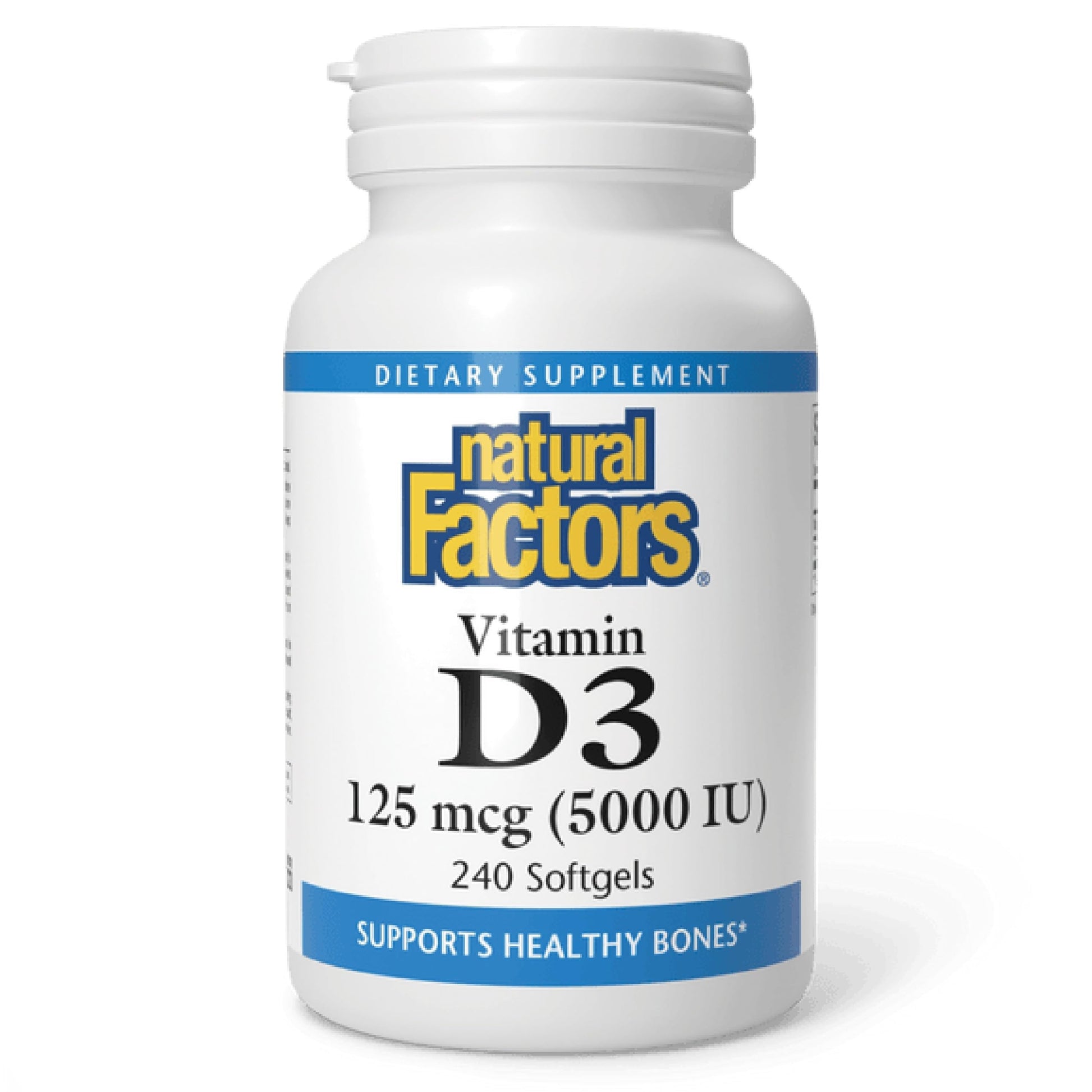 Natural Factors Vitamin D3 5,000 IU Softgels, 240 Count
