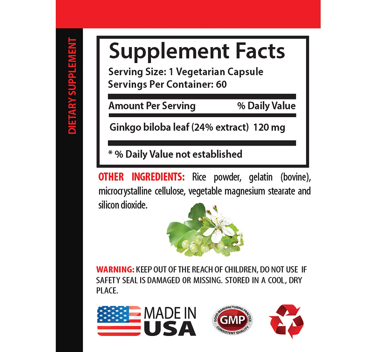 SKIN CARE SOLUTIONS Ginkgo Biloba Organic Capsule 180 Capsules