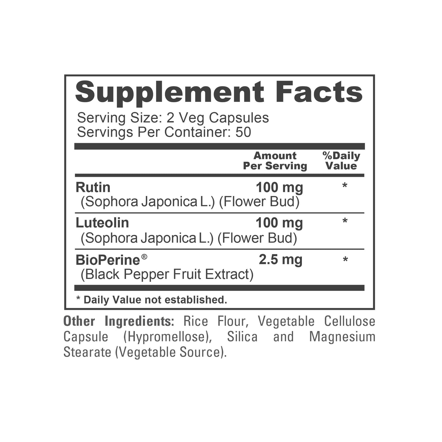 NusaPure Luteolin Complex with Rutin 200 mg Capsule, 100 Count