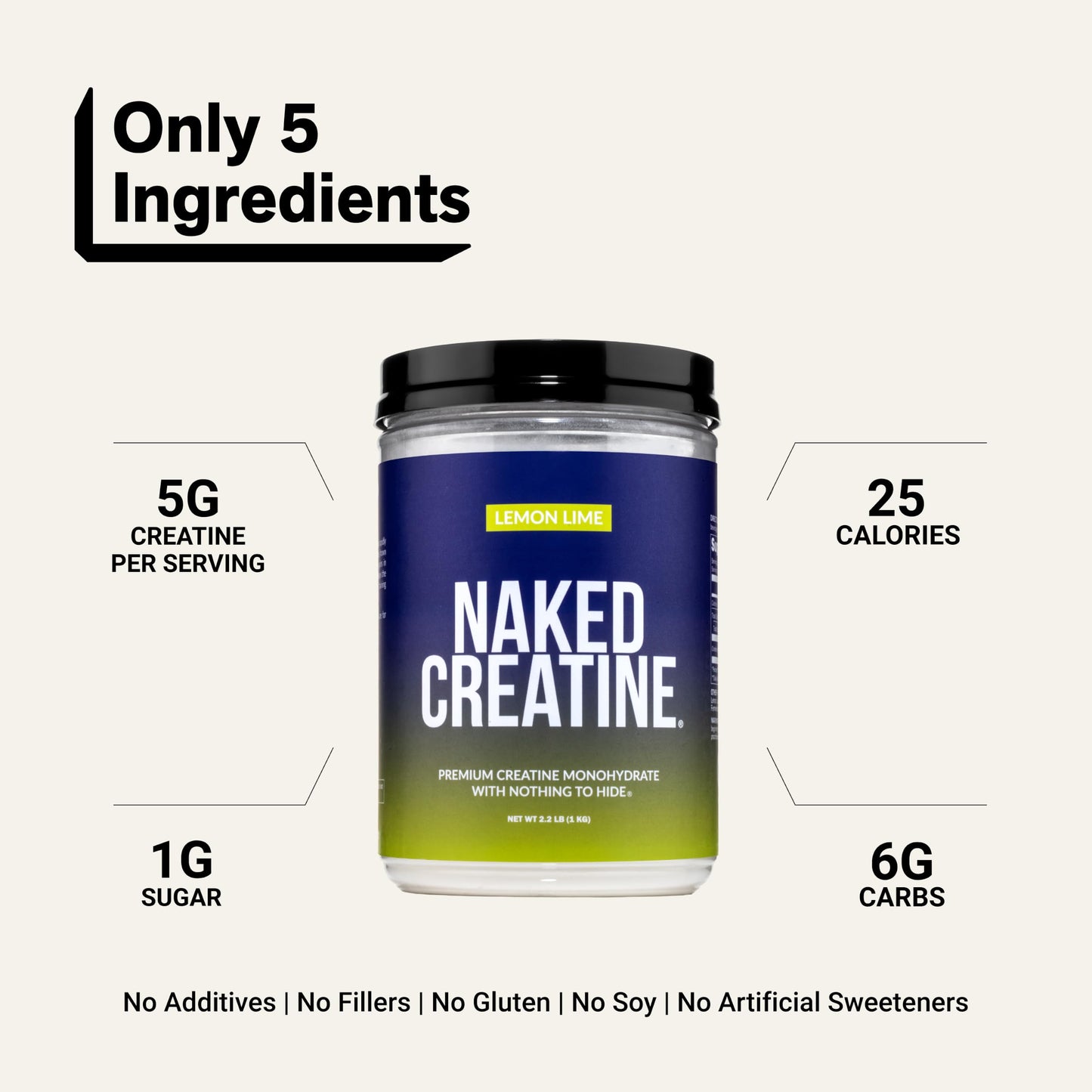 NAKED Pure Micronized Lemon Lime Creatine Monohydrate Powder 84 Servings